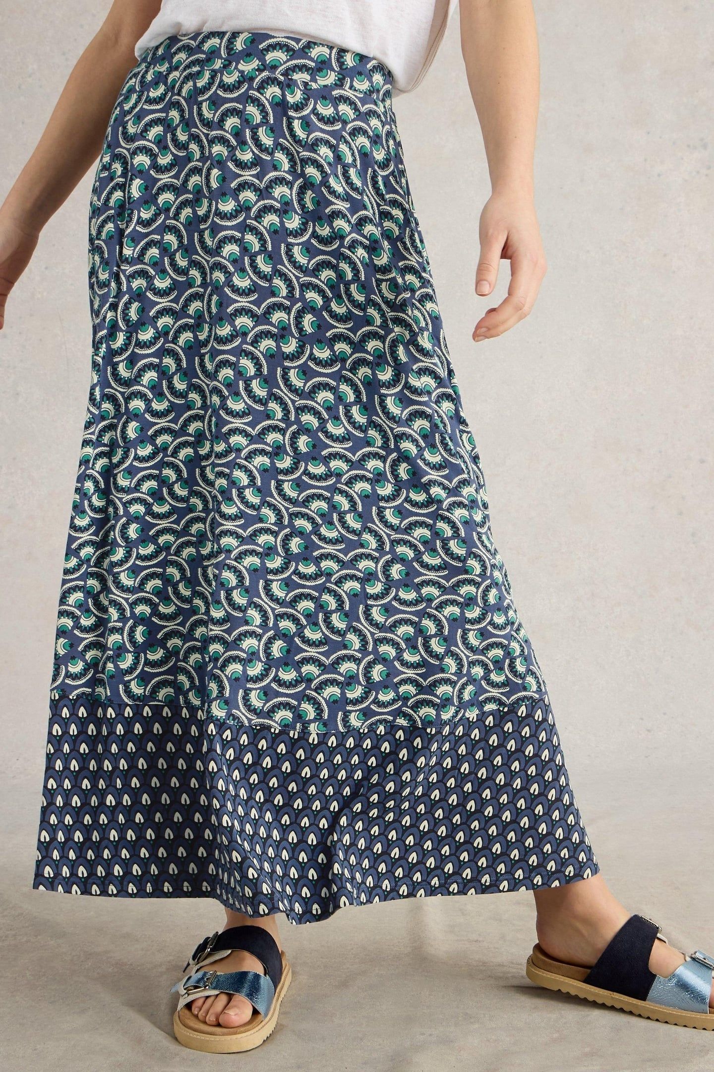 JADA JERSEY MAXI SKIRT NAVY MULTI 6