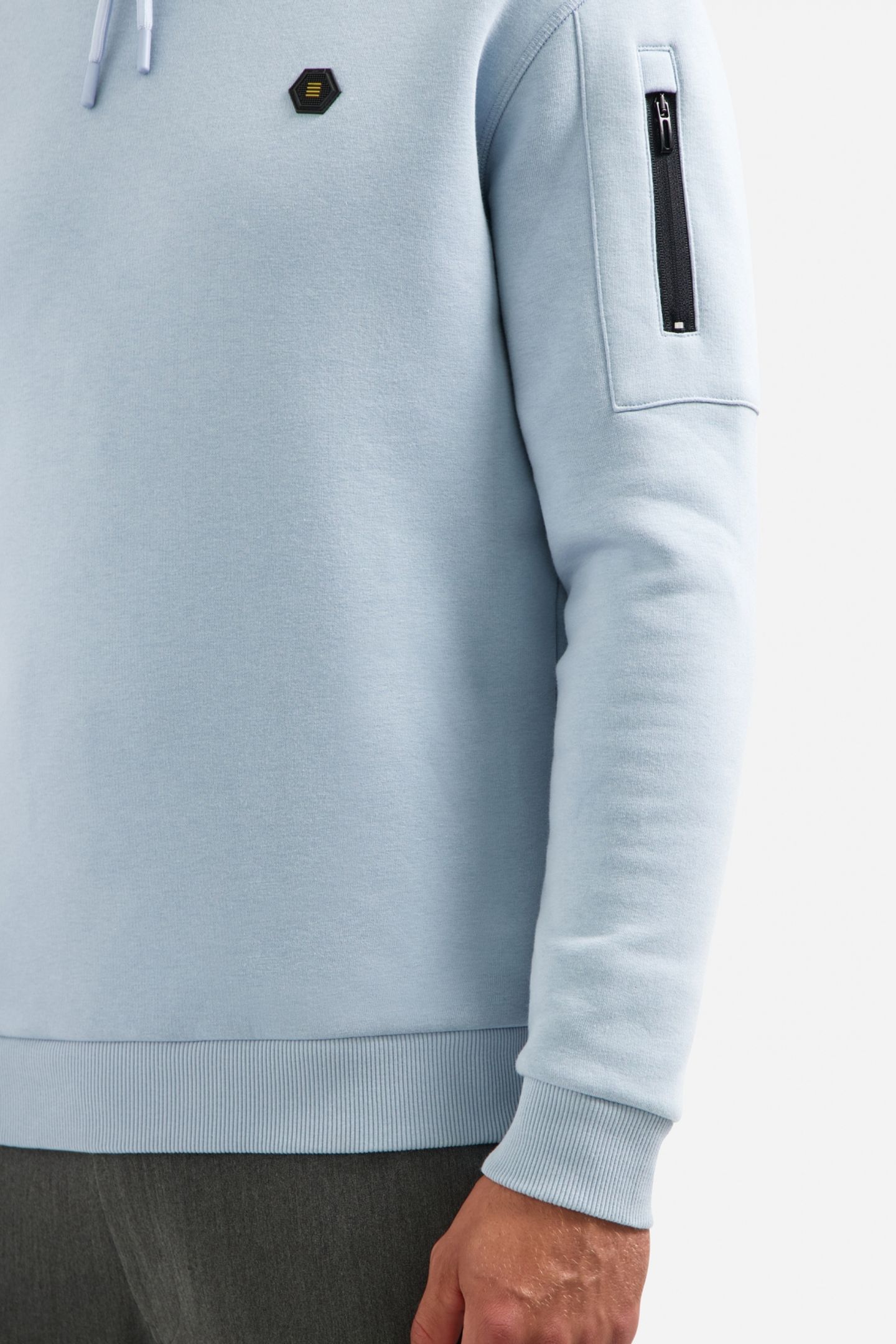 SWEATER HOODED BRUSHED DUSTY BLUE 6