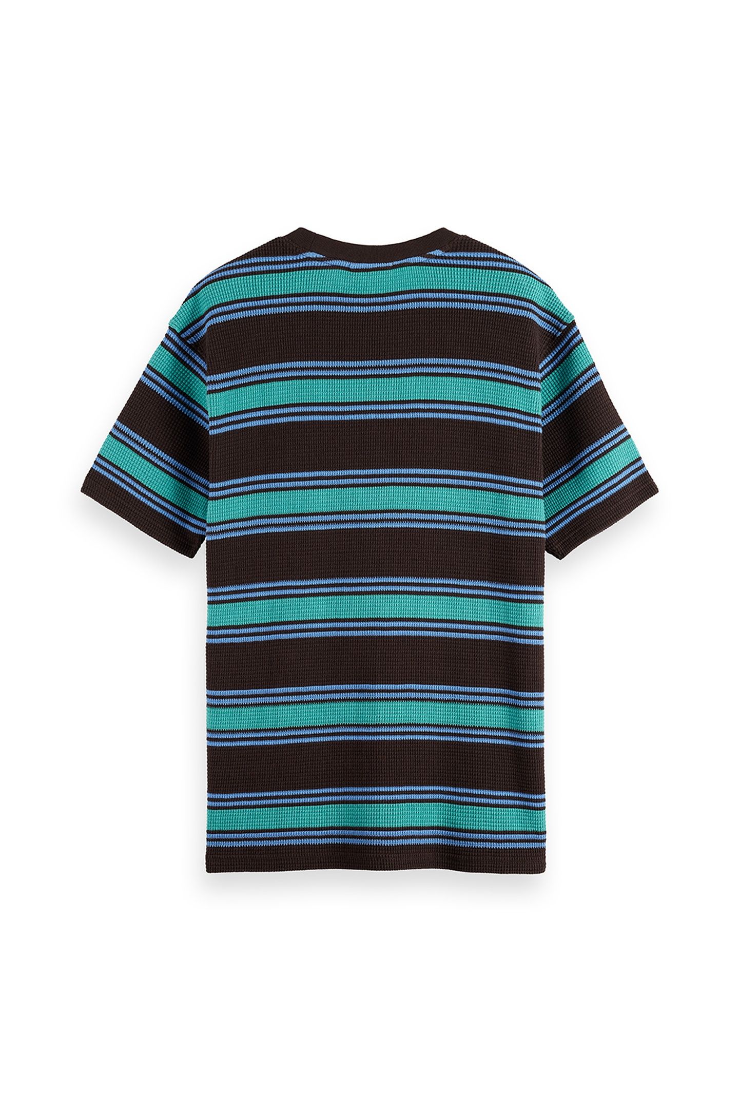 RELAXED FIT CHUNKY WAFFLE STRIPE T-SHIRT DARK BROWN MULTI ST 5