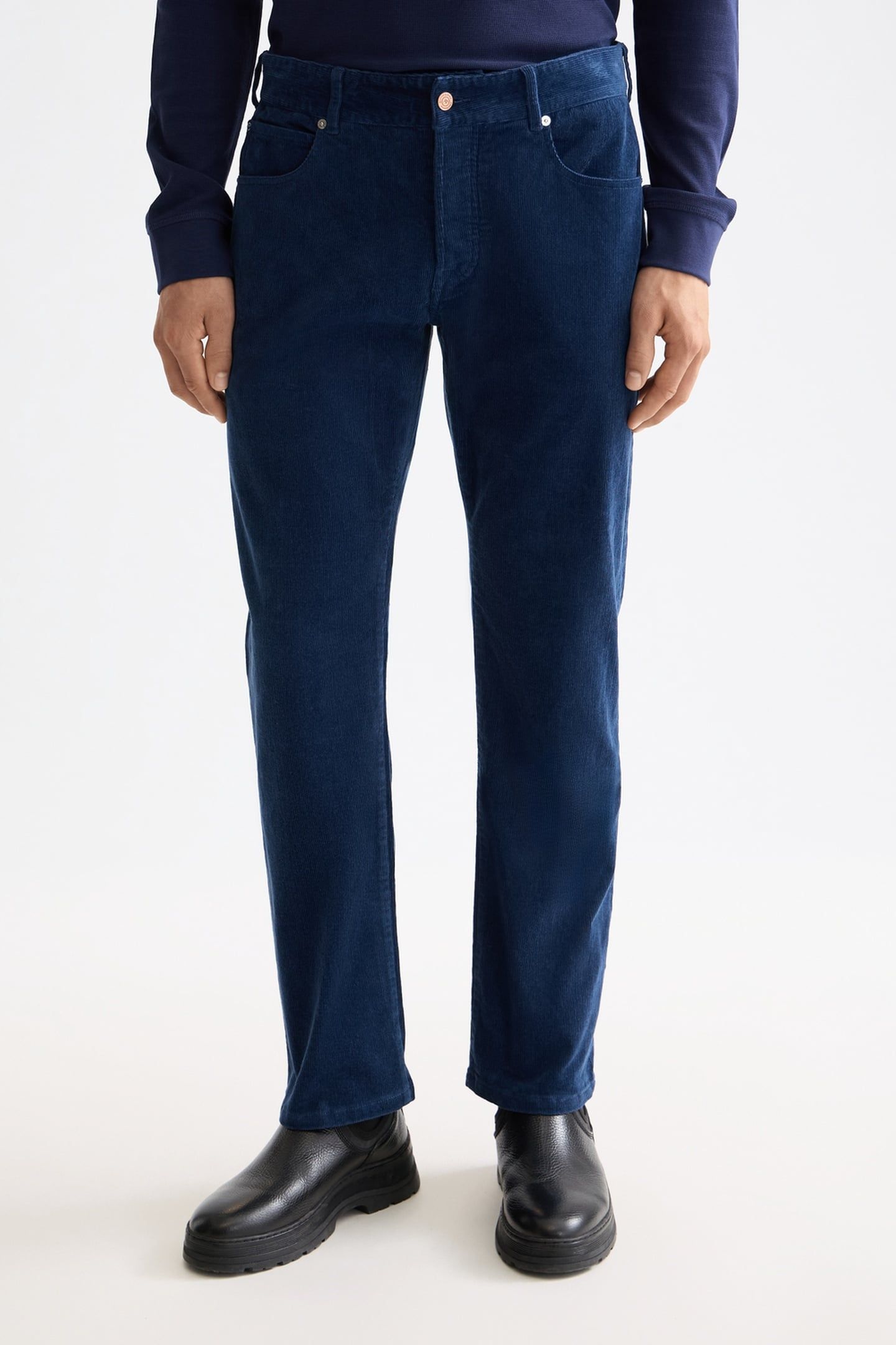 THE ZEE STRAIGHT JEANS IN COLOURED CORDUROY INSIGNIA BLUE 1