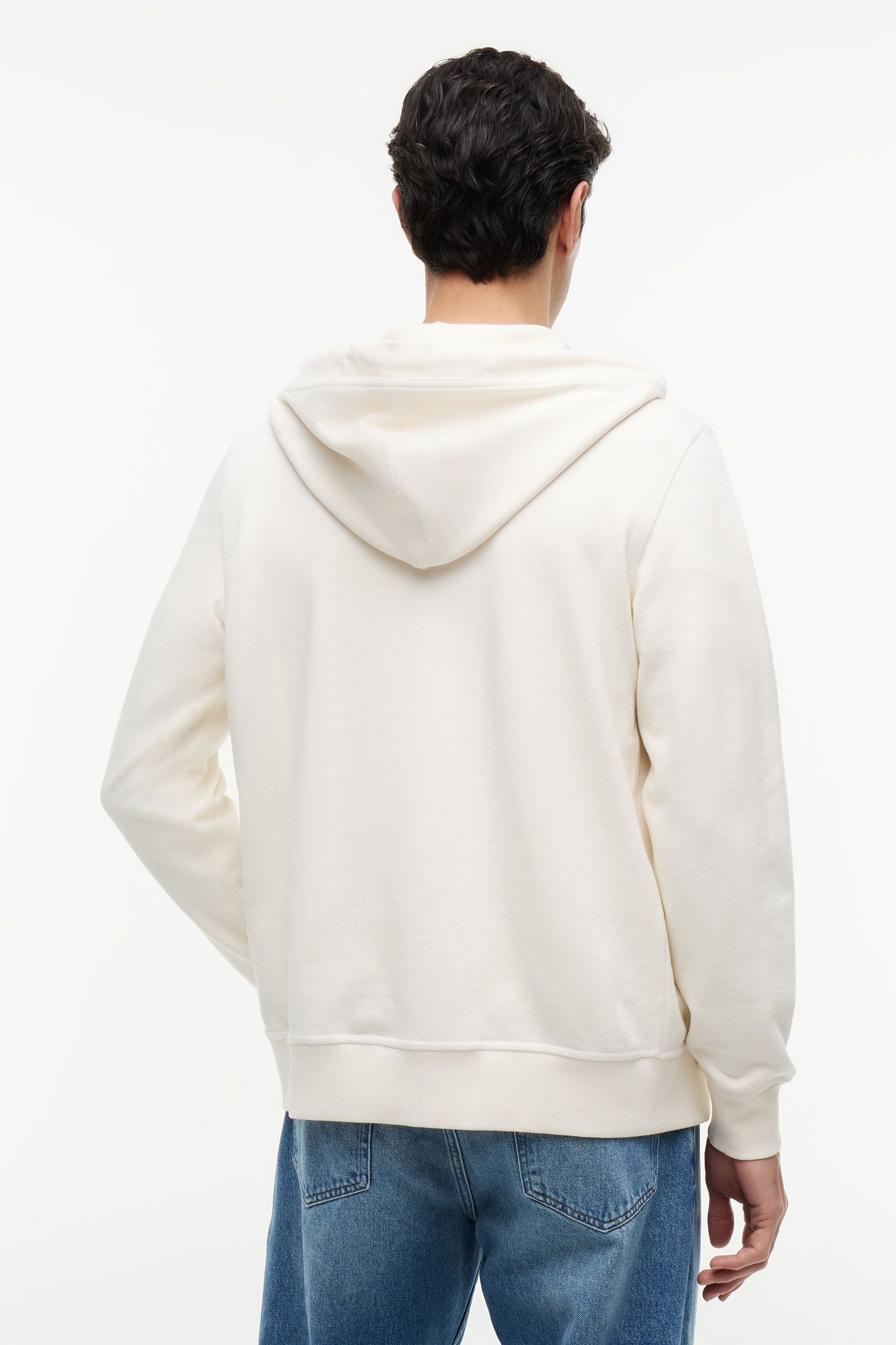 FLAG EMBROIDERY FRENCH TERRY ZIP-THRU HOODY IVORY PETAL 2