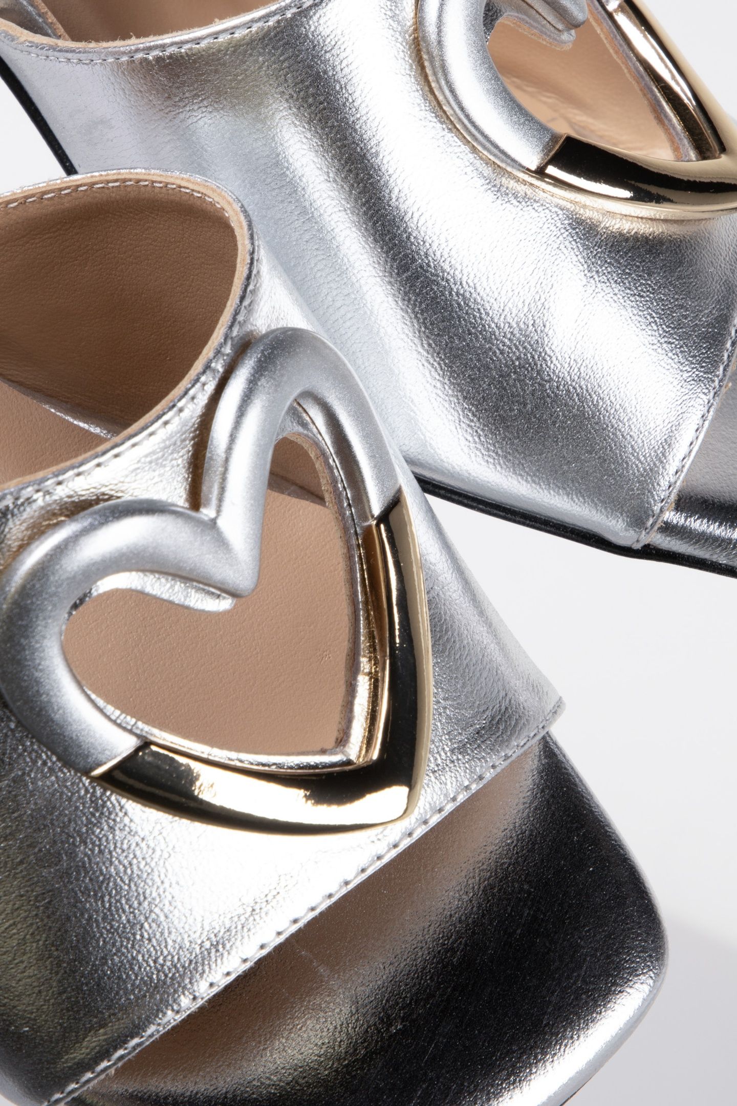 LOVE MOSCHINO HEART-APPLIQUÉ SANDALS SILVER 4