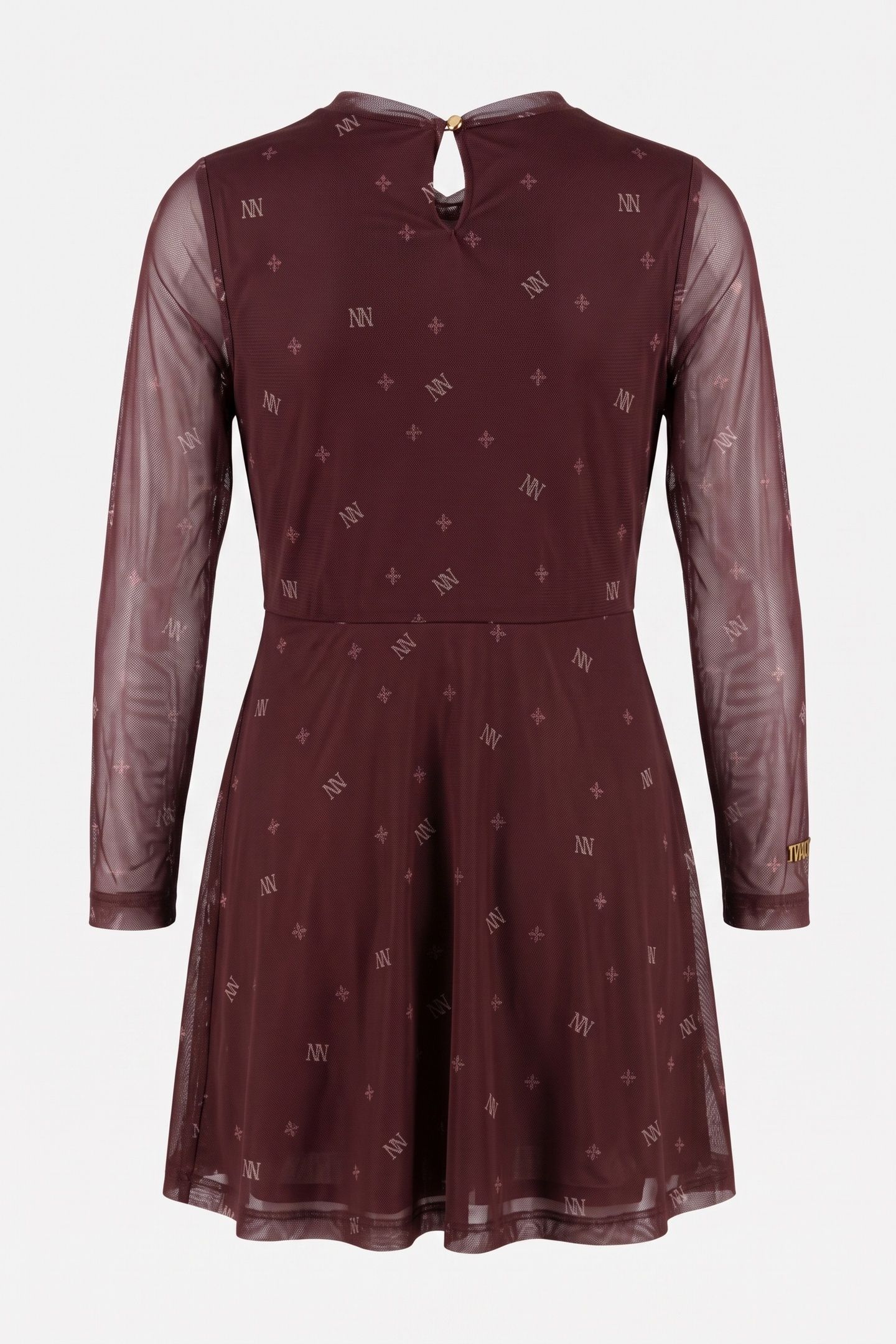 SPHAY MESH DRESS FLOWERFIELD BROWN 3