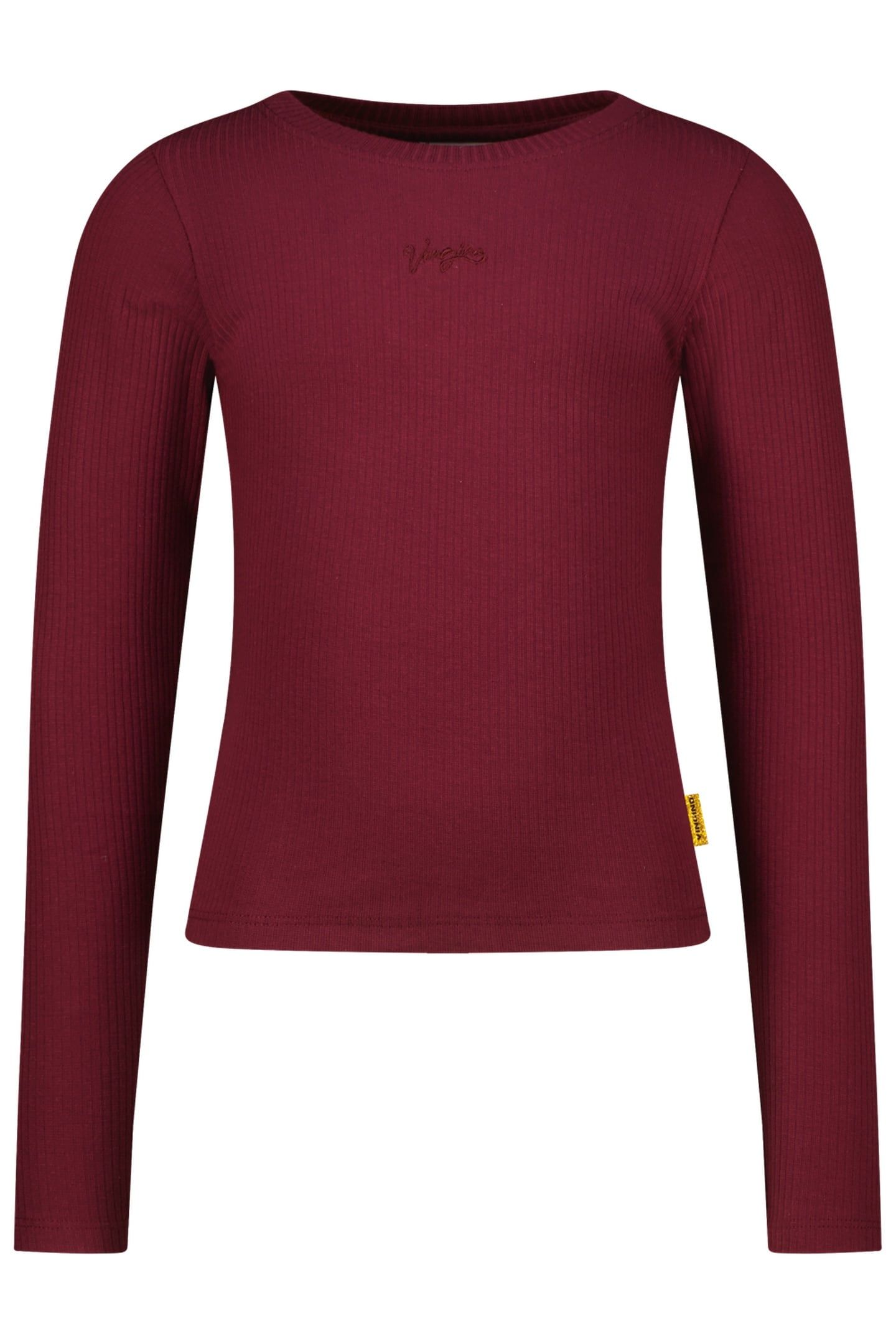 GIRLS BASIC RIB TOP T-SHIRT BURGUNDY RED 1