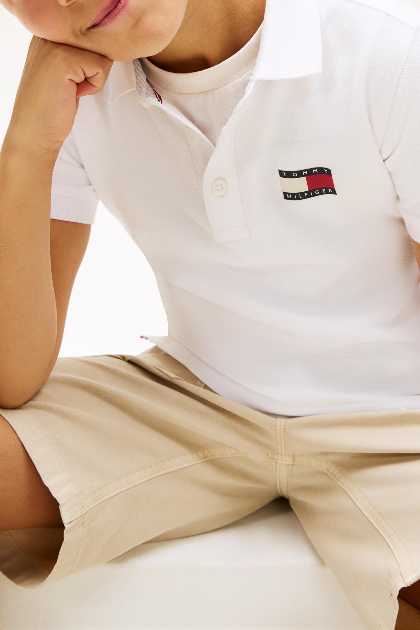 BOYS WAVY FLAG POLO WHITE 5