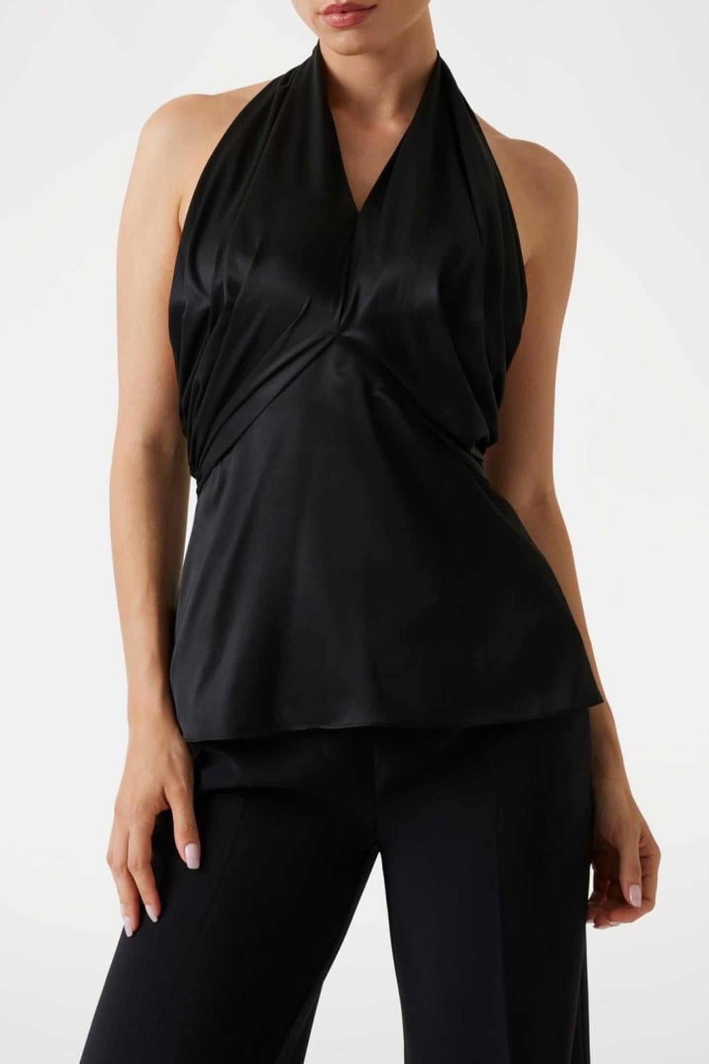 ARETHA HALTER KNOT T JET BLACK A996 1