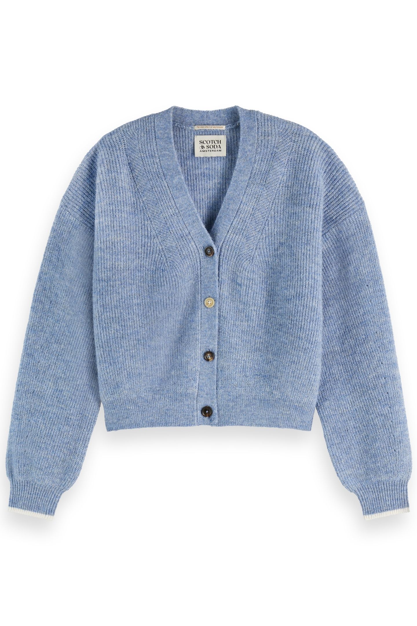 FUZZY RELAXED CARDIGAN FADED DENIM MELANGE 3