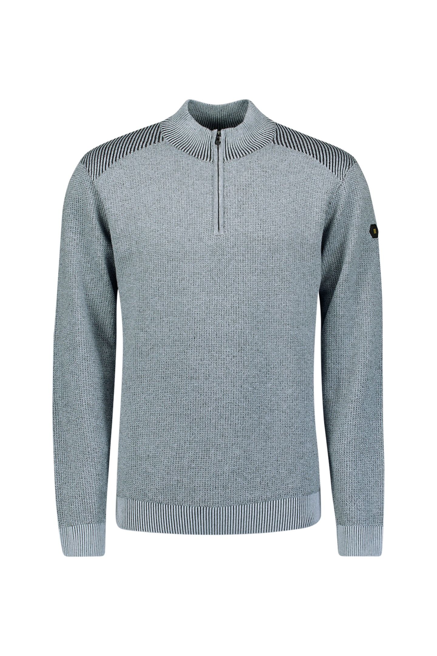 PULLOVER HALF ZIP PLATED STRUCTURE KNIT DUSTY BLUE 4