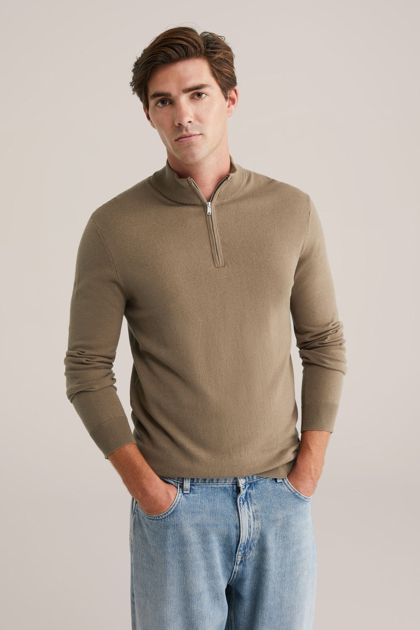 HALFWAY ZIPPER KHAKI 1