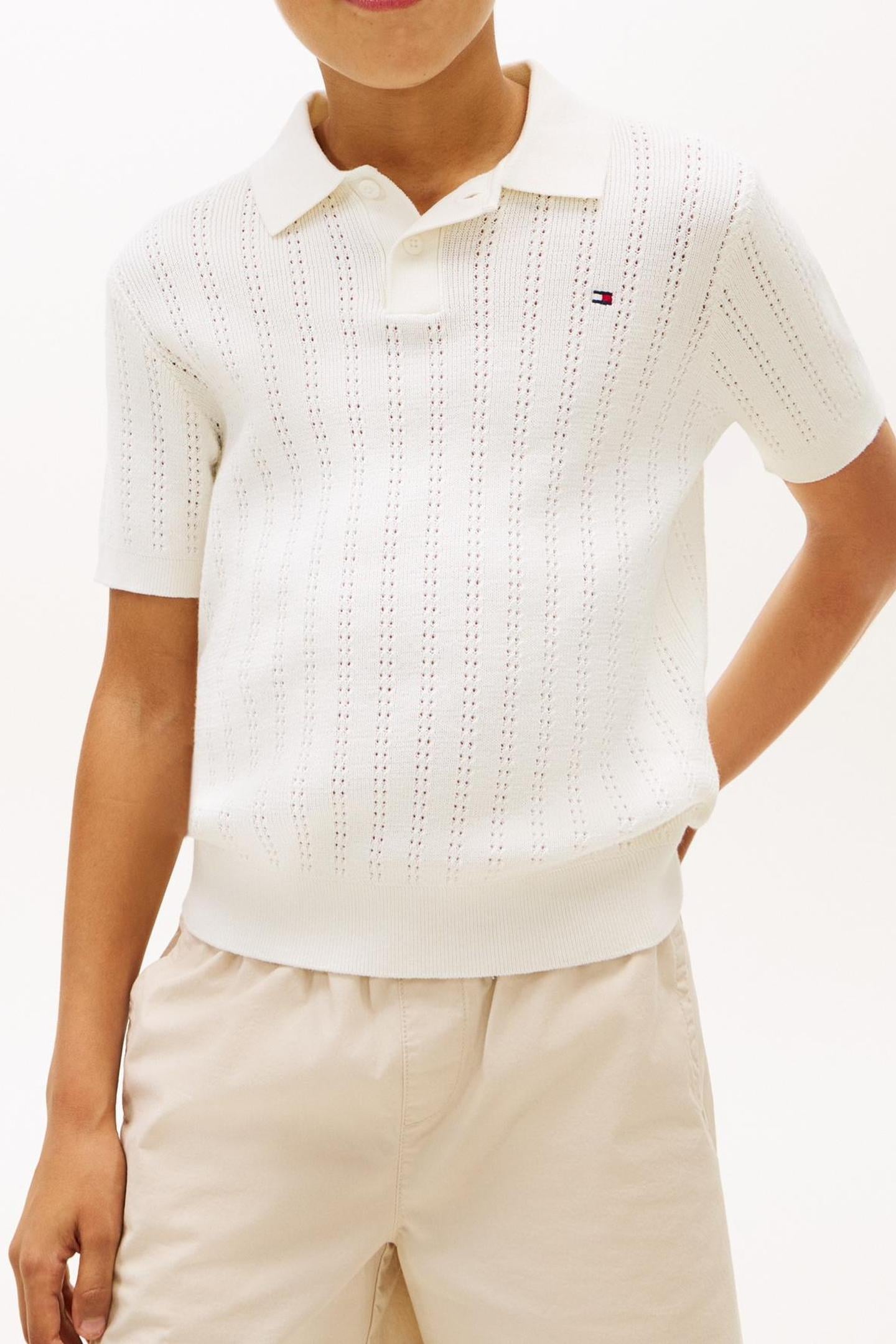BOYS OPEN STITCH POLO SWEATER IVORY SILK 3