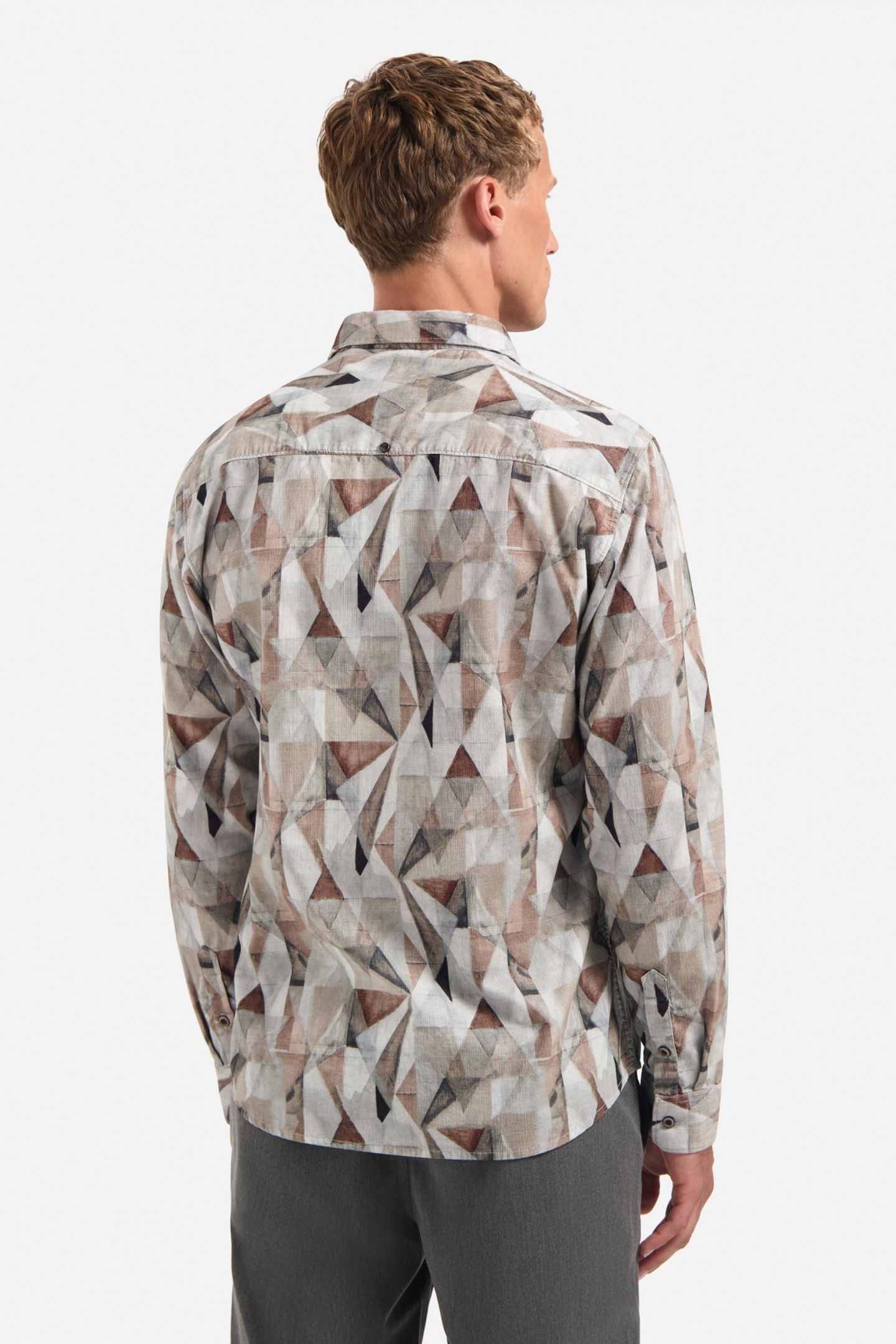 SHIRT ALLOVER PRINTED FINE CORDUROY TAUPE 4