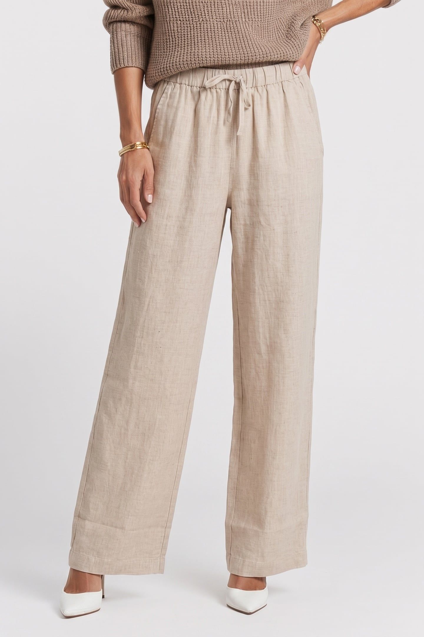 LUDVIG LINEN TROUSERS BEIGE 1