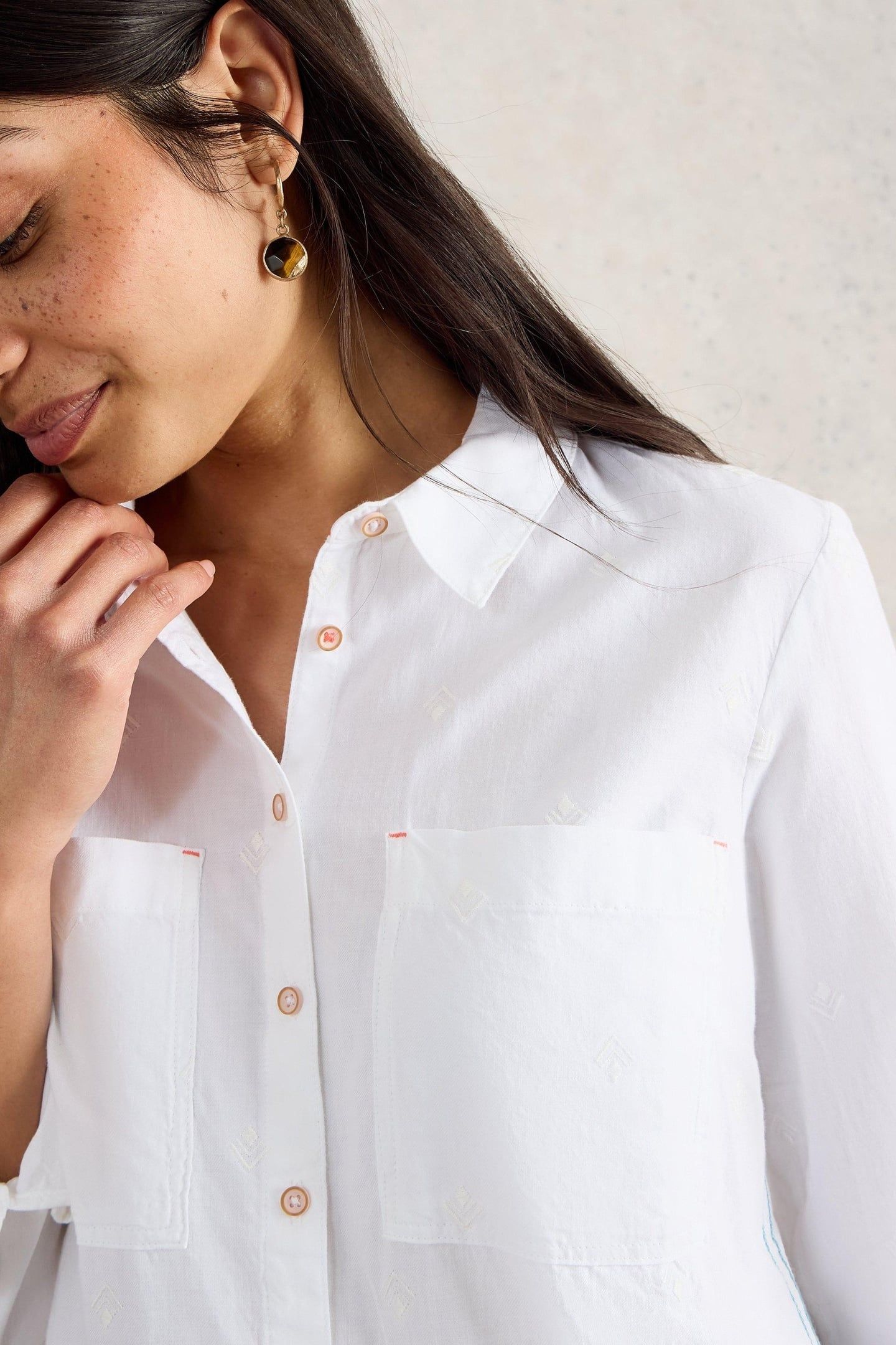 SOPHIE LONGLINE COTTON SHIRT PALE IVORY 5