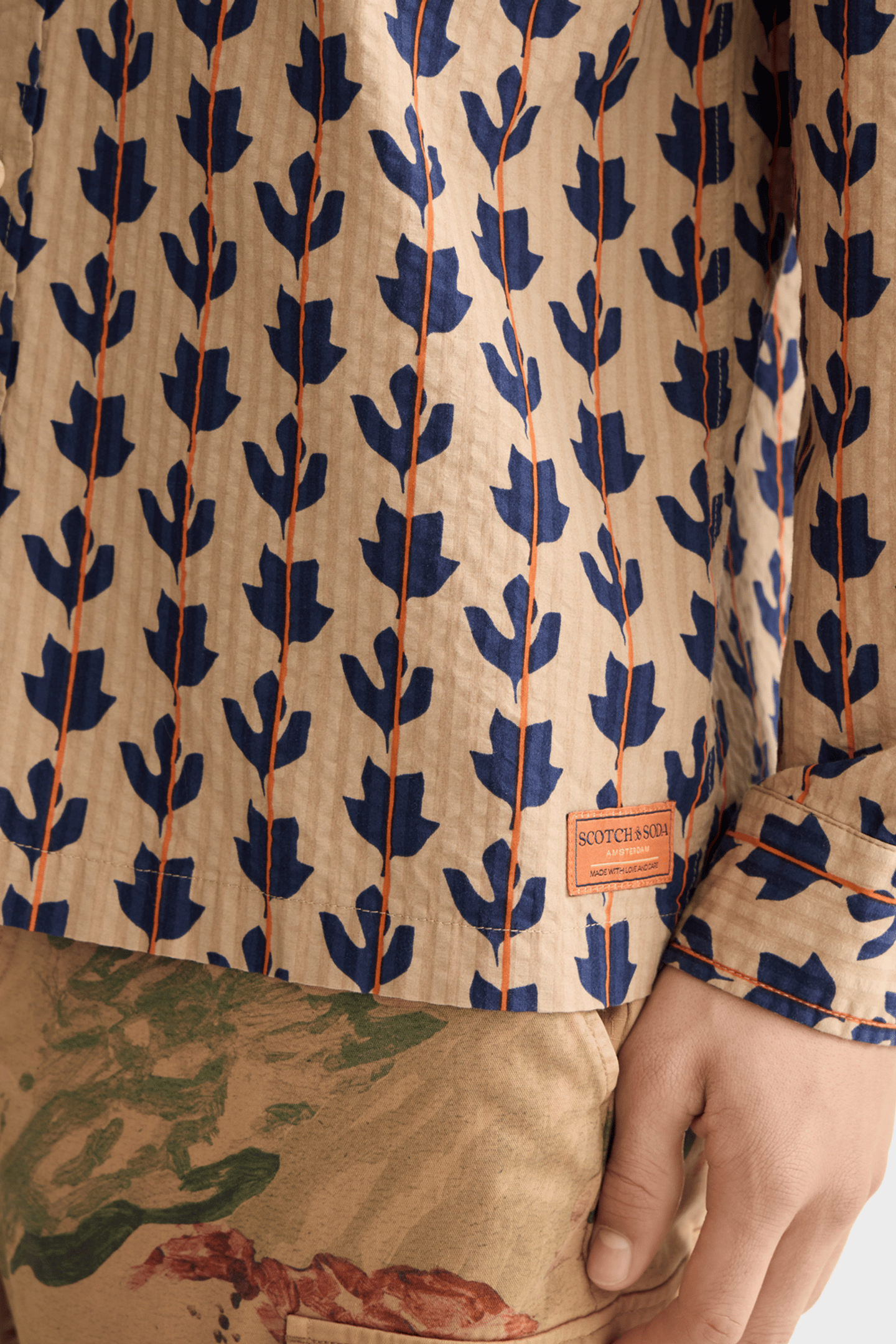 STRUCTURED PRINTED SHIRT DITSY LEAF STRIPE 6