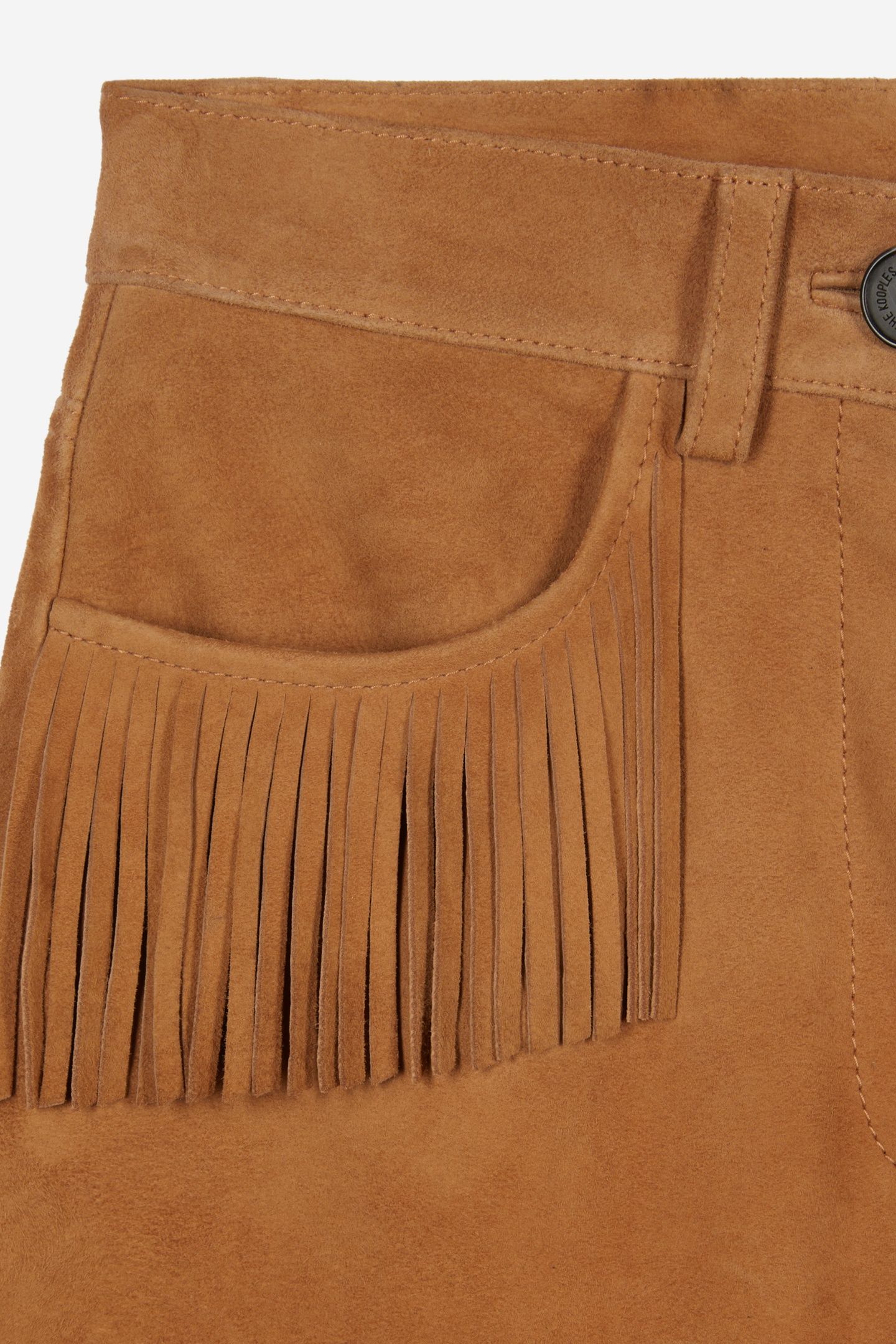 SUEDE LEATHER SHORTS WITH FRINGES CAMEL 5