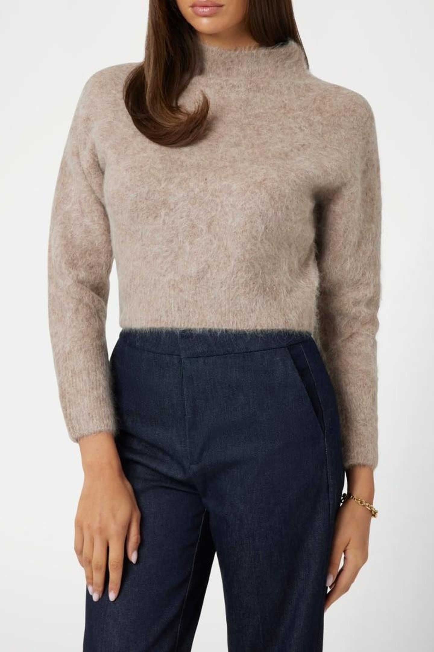 DENISE CROP SWEATER HERB TAN MULTI 2