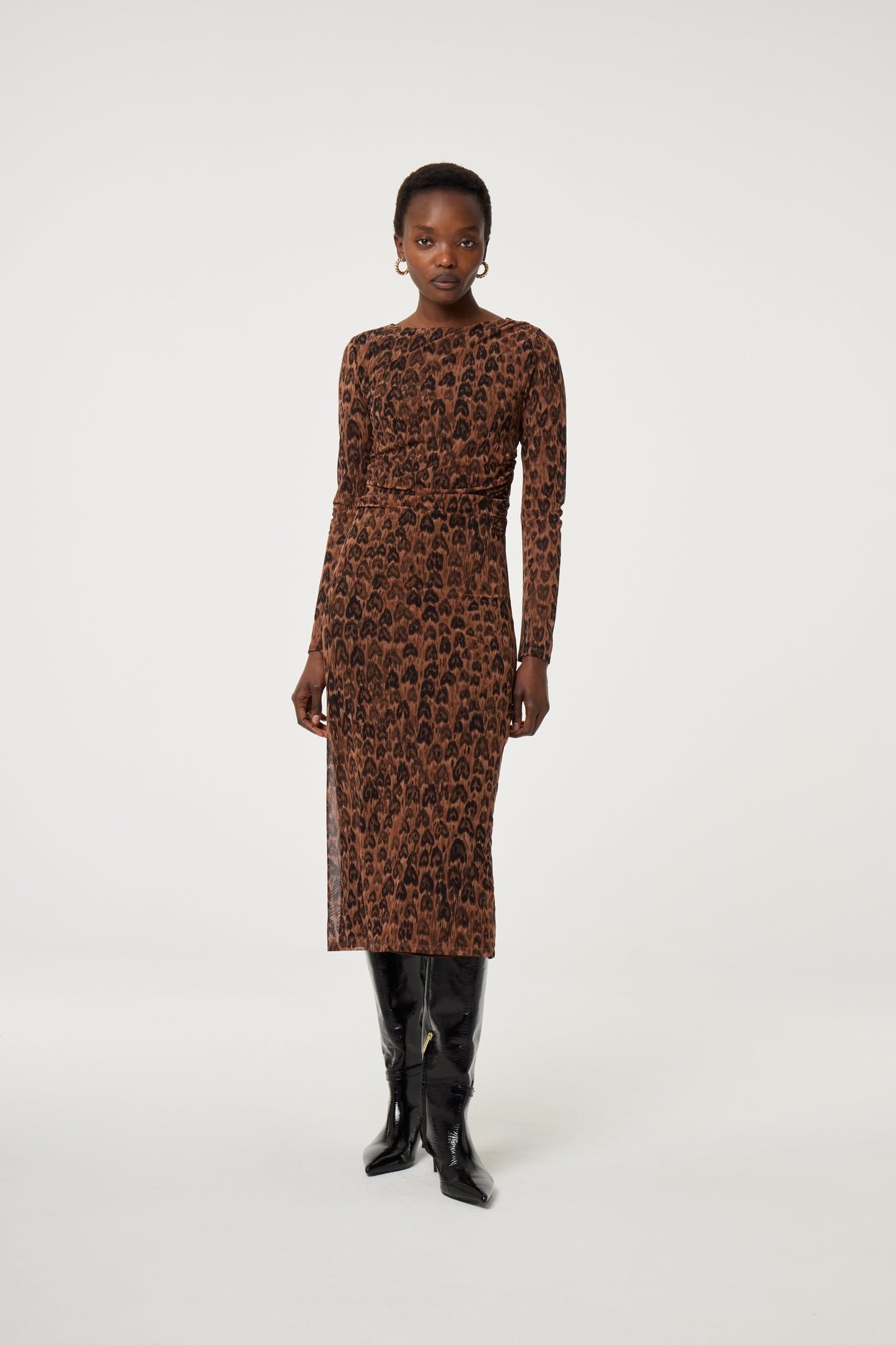 ASHLEY DRESS BURNT SUGAR/BLACK 1