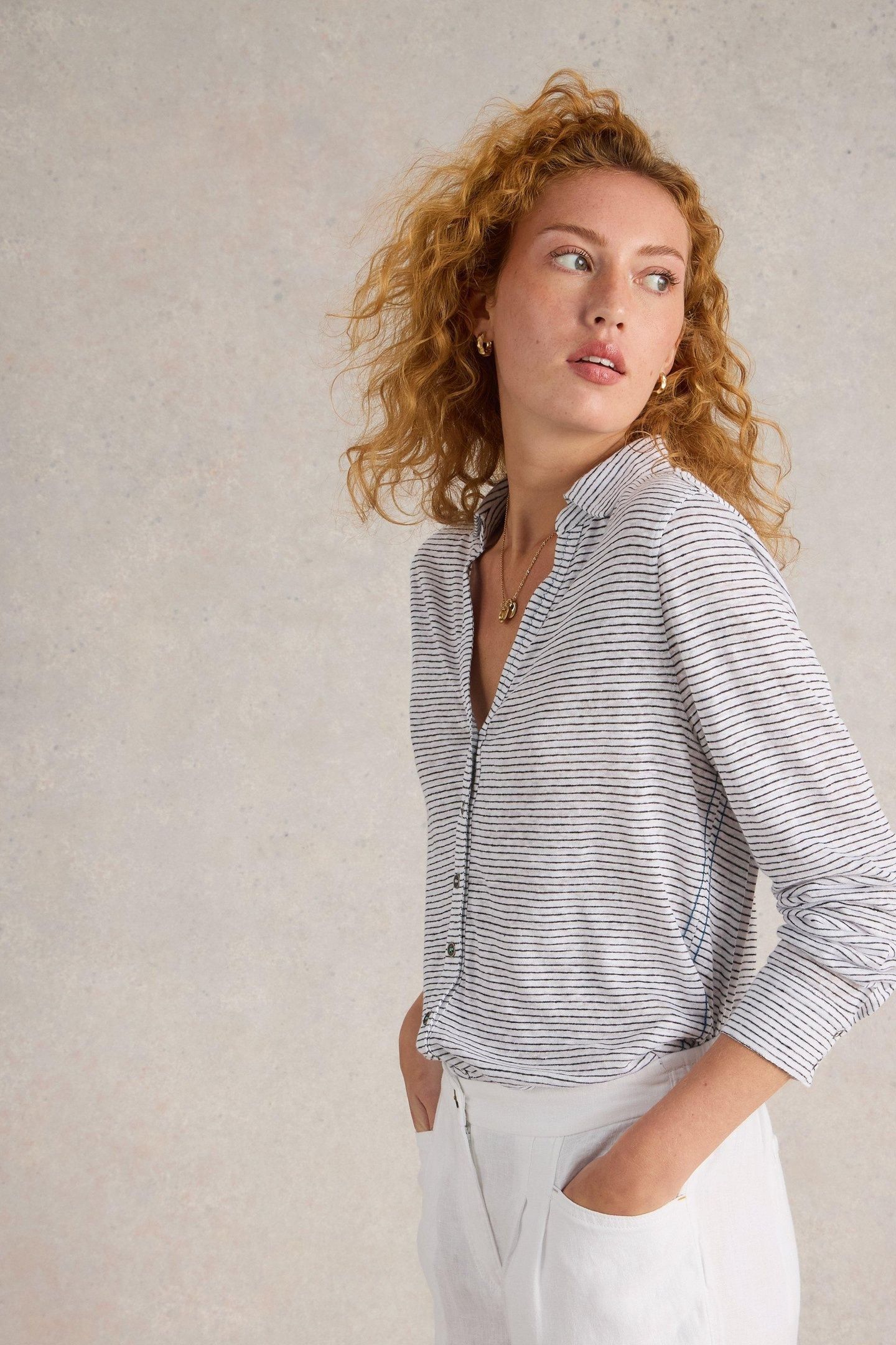 CHARLIE LINEN SHIRT WHITE MULTI 1