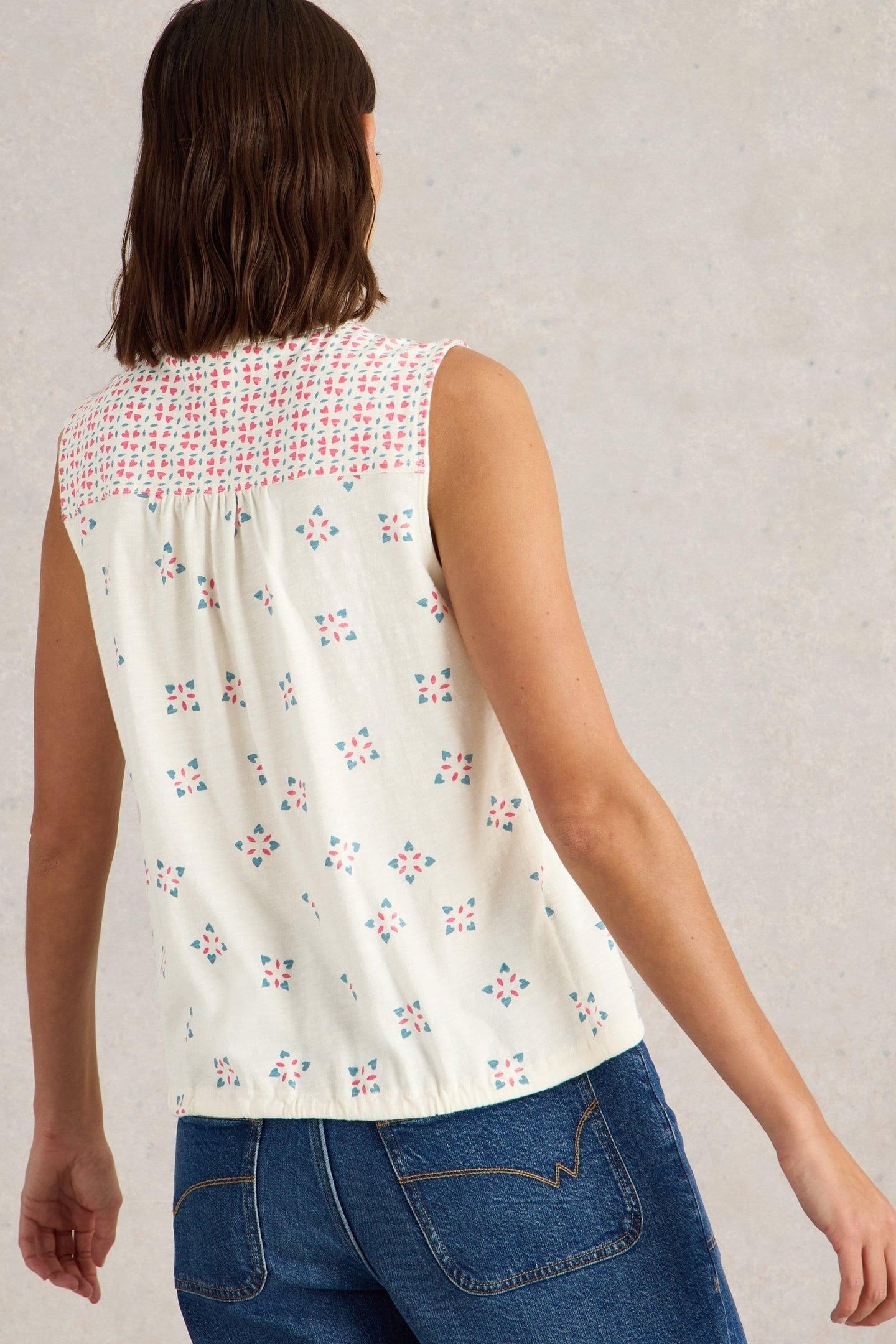 TULIP SLEEVELESS SHIRT PINK PRINT 3