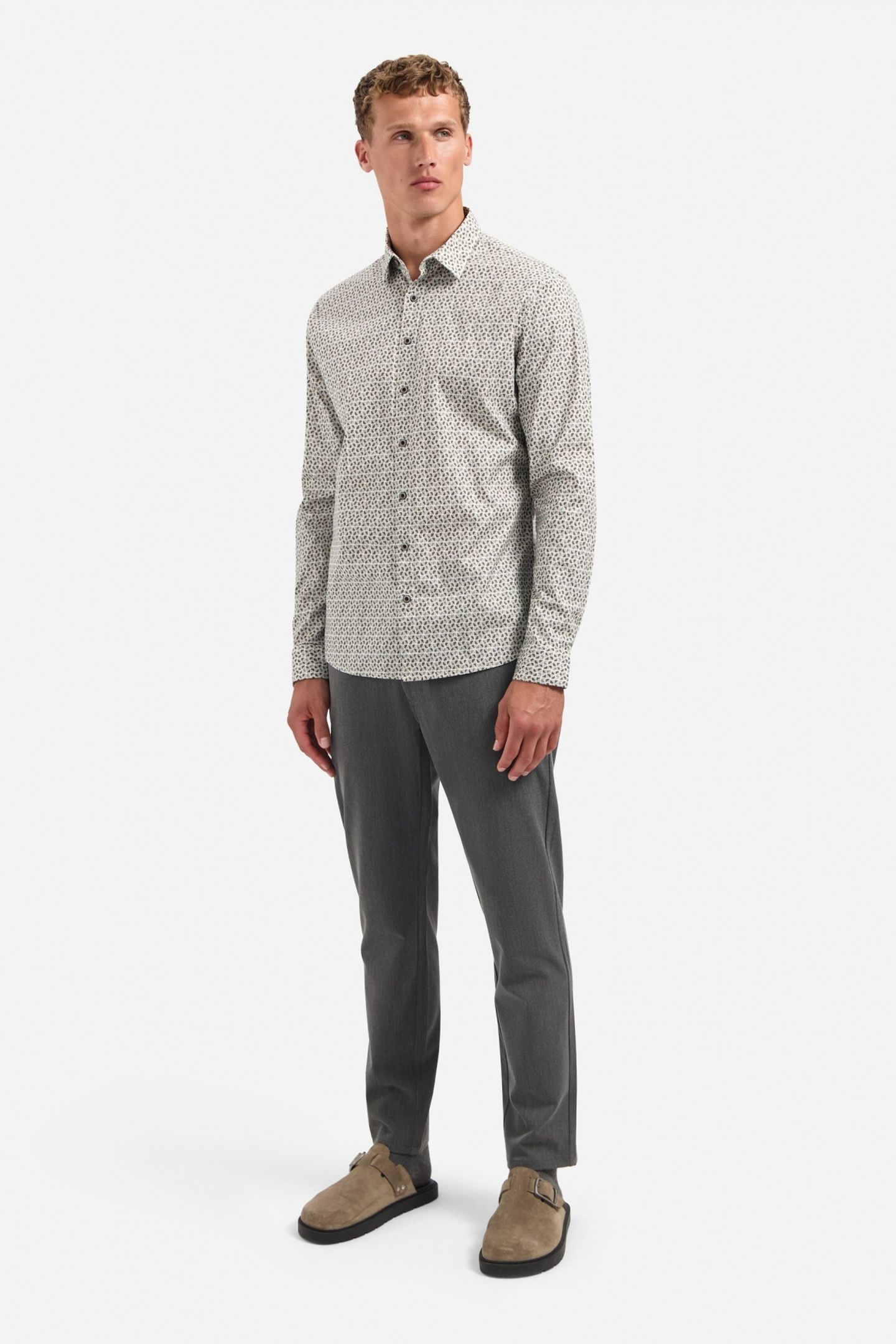 SHIRT STRETCH ALLOVER PRINTED TAUPE 2
