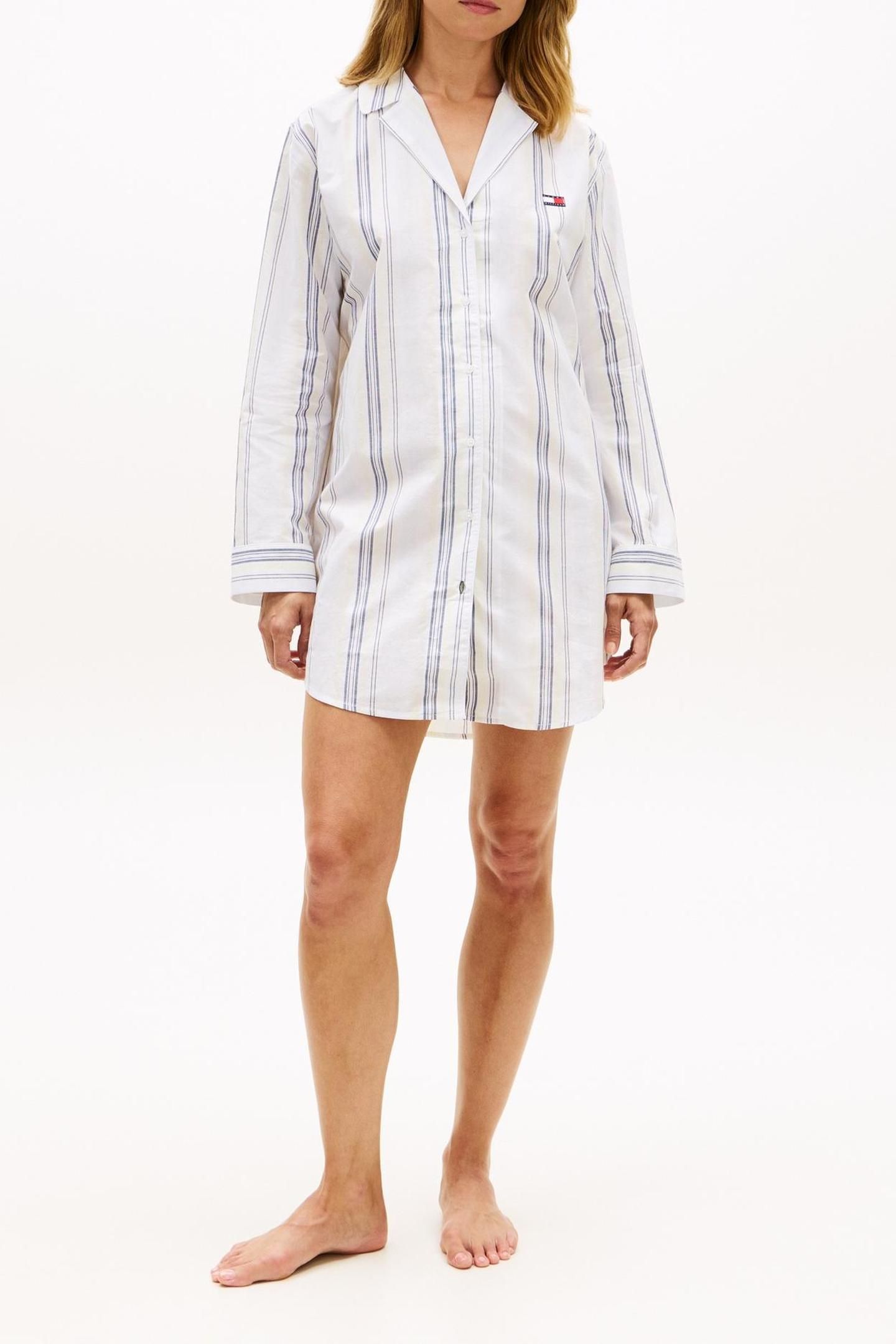 LS POPLIN NIGHTDRESS KEEPSAKE BLUE MULTI STRIPE 1