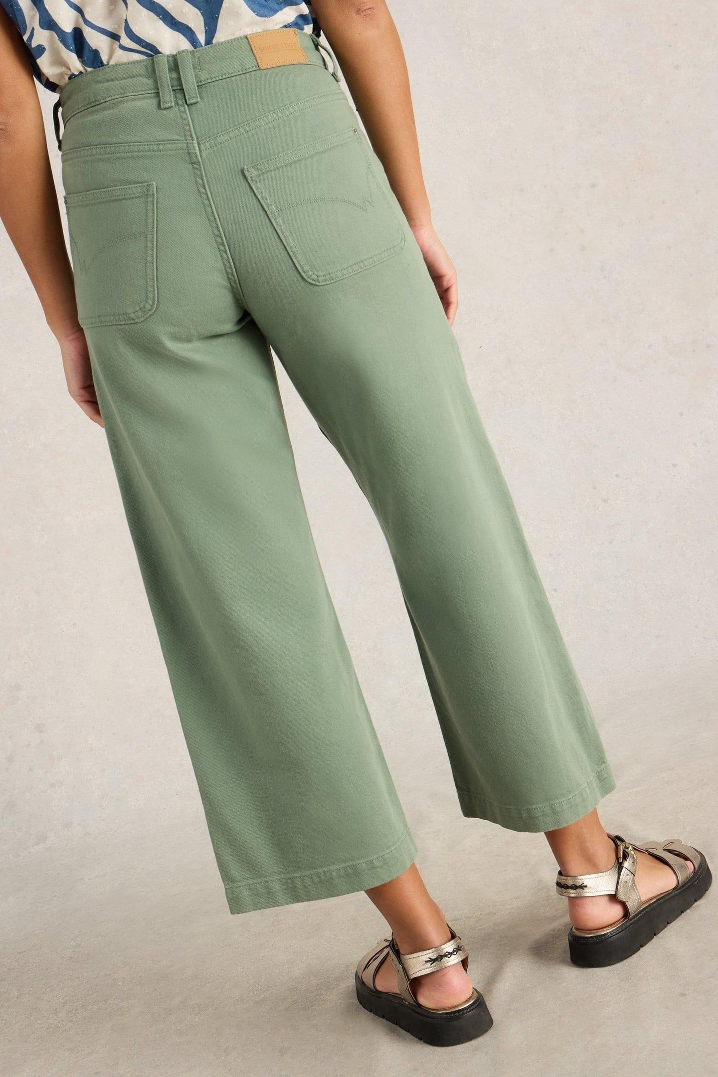 TIA WIDE LEG CROP JEAN MID GREEN 2