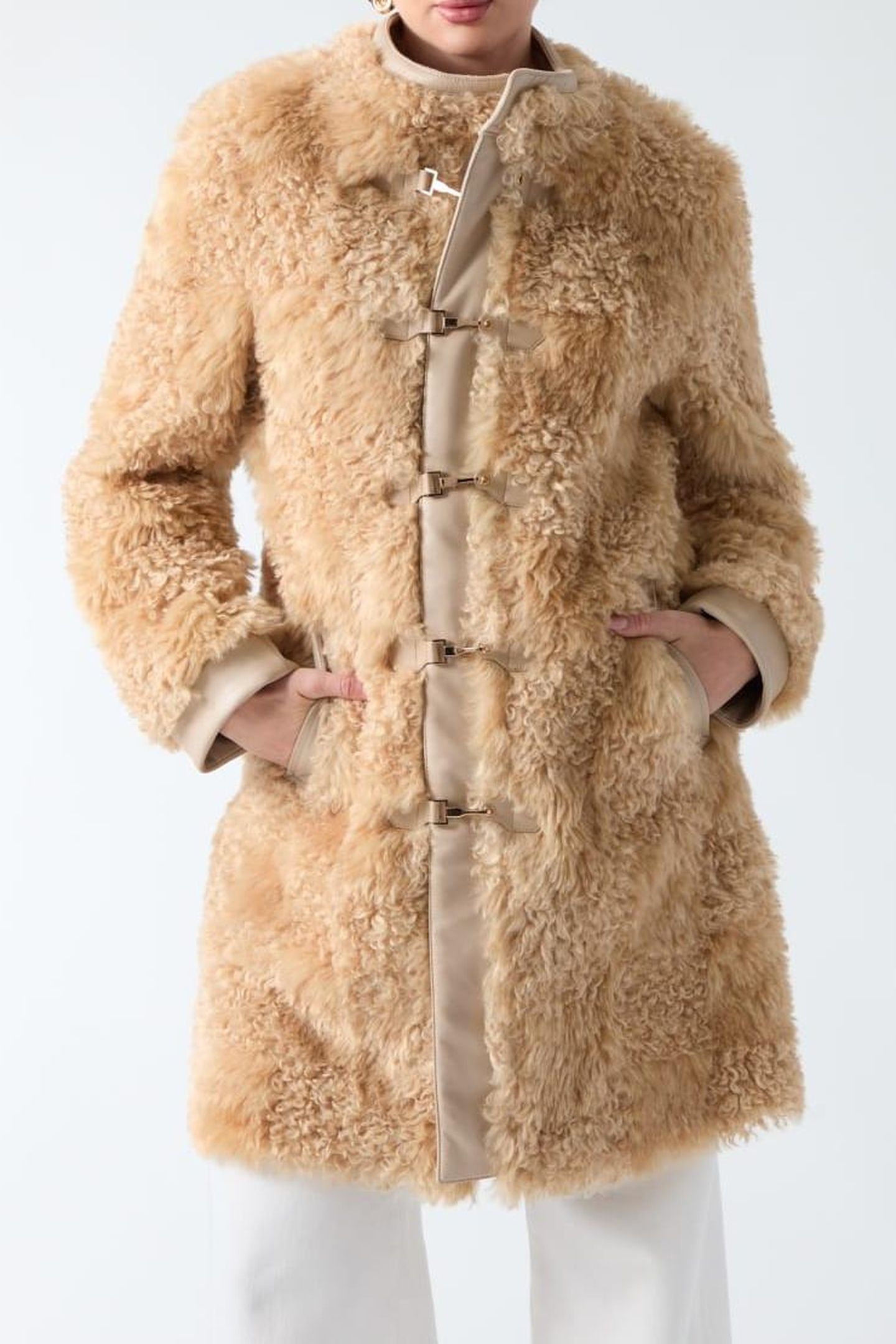 RACHEL FAUX FUR MIDI SAND GRAIN MULTI 3