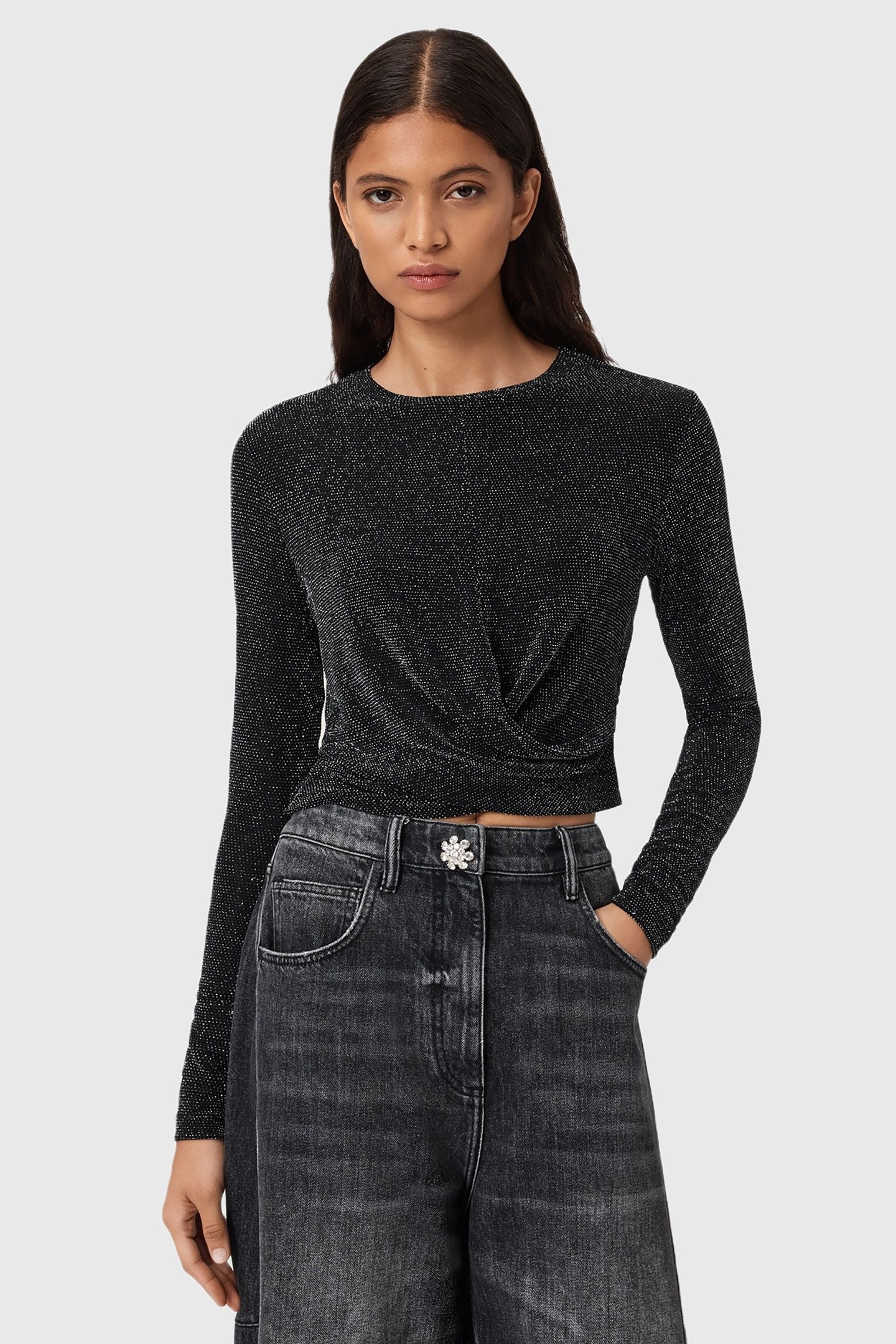SKYLAR LS TEE SILVER/BLACK 3