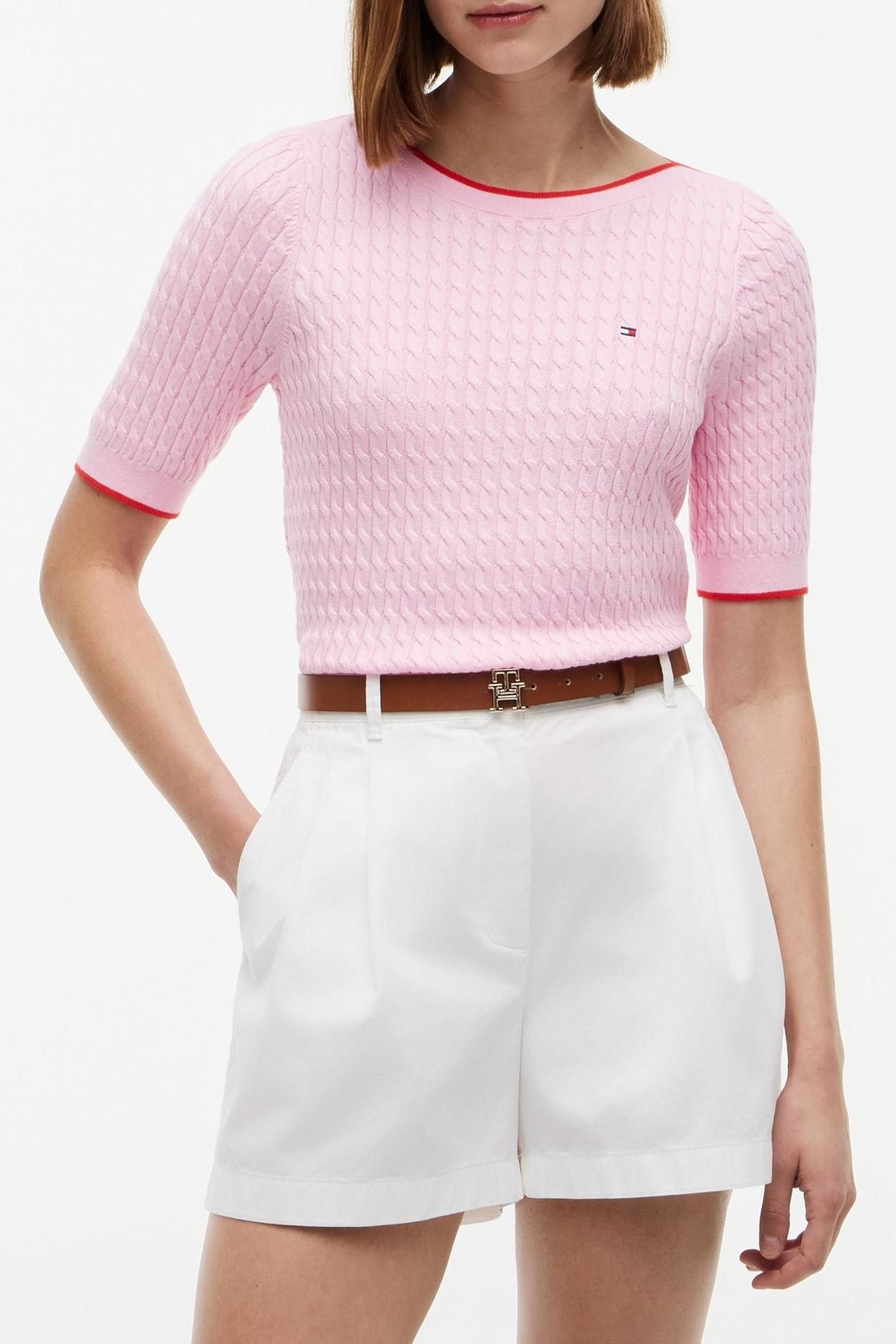 FINE CABLE BOAT NECK TOP CLASSIC PINK 1