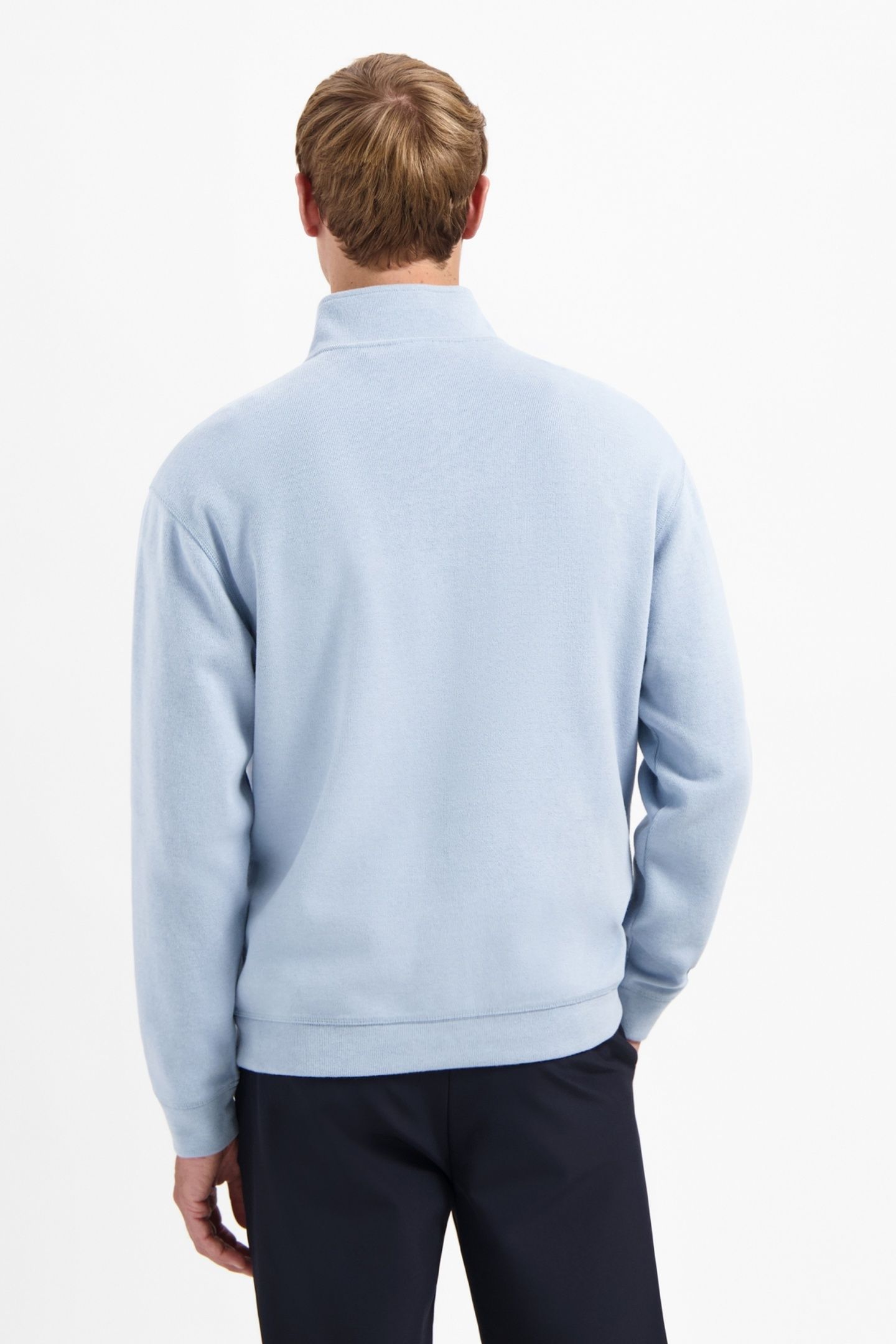 SWEATER HALF ZIP SOFT RIB RELAXED FIT DUSTY BLUE 3
