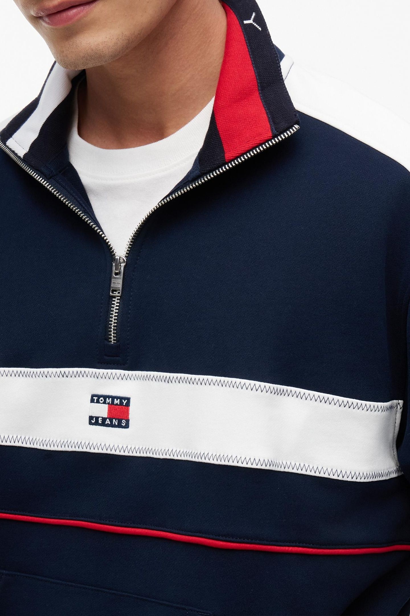 RELAXED COLORBLOCK QUARTER ZIP DARK NIGHT NAVY 5