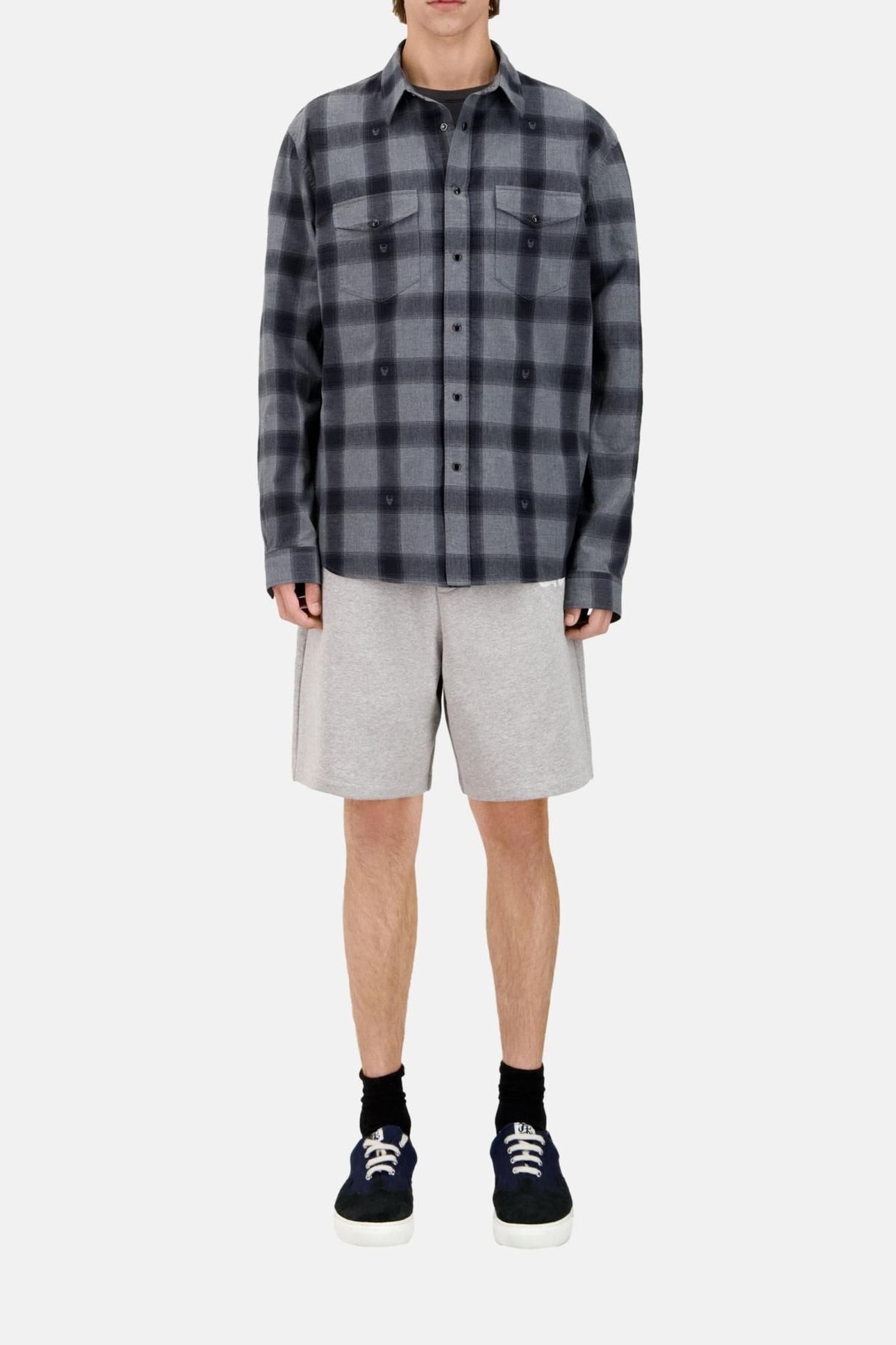 LONG-SLEEVED CHECKED SHIRT BLACK GREY 1