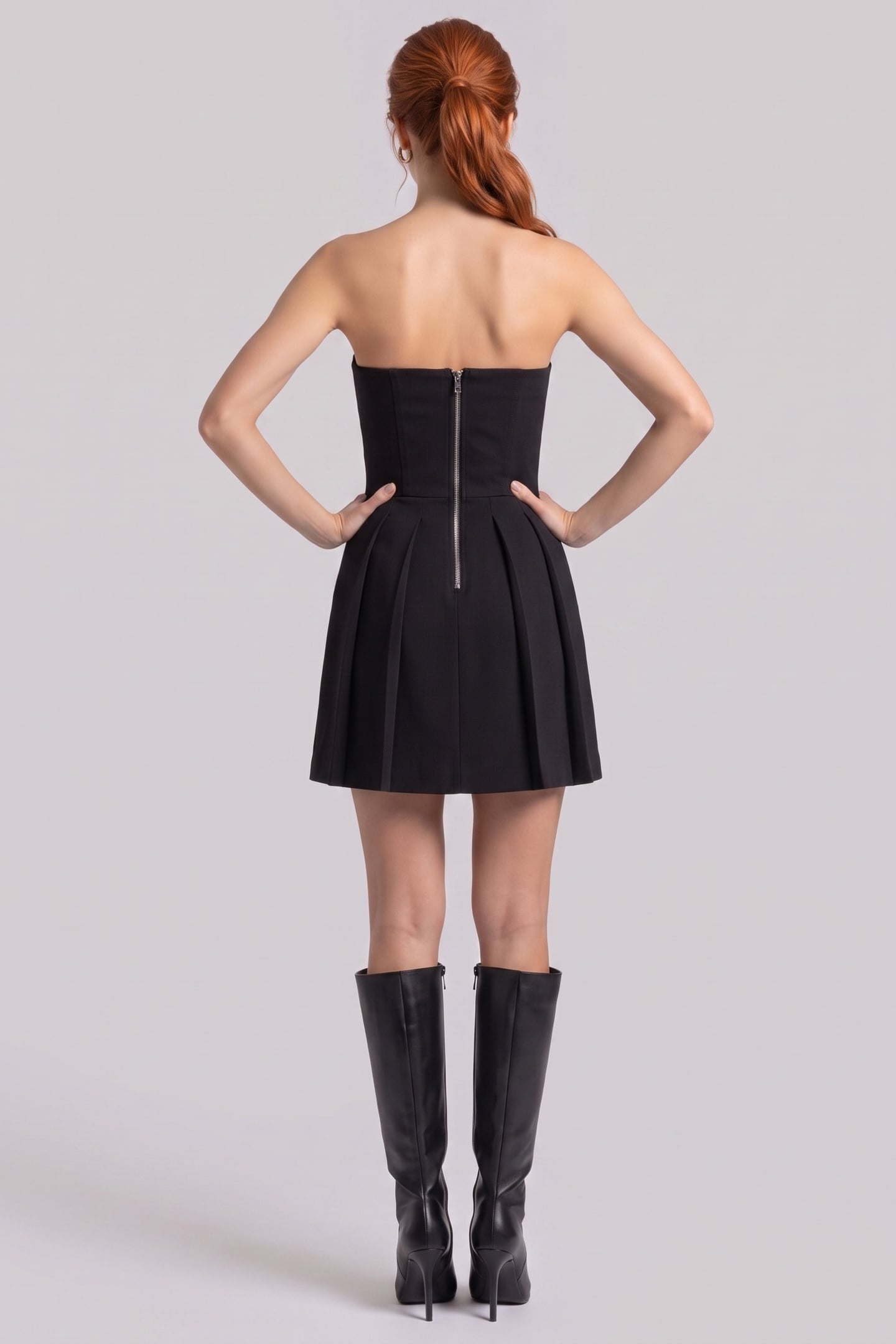 BUSTIER ROBE DETAIL CUR BLACK 2