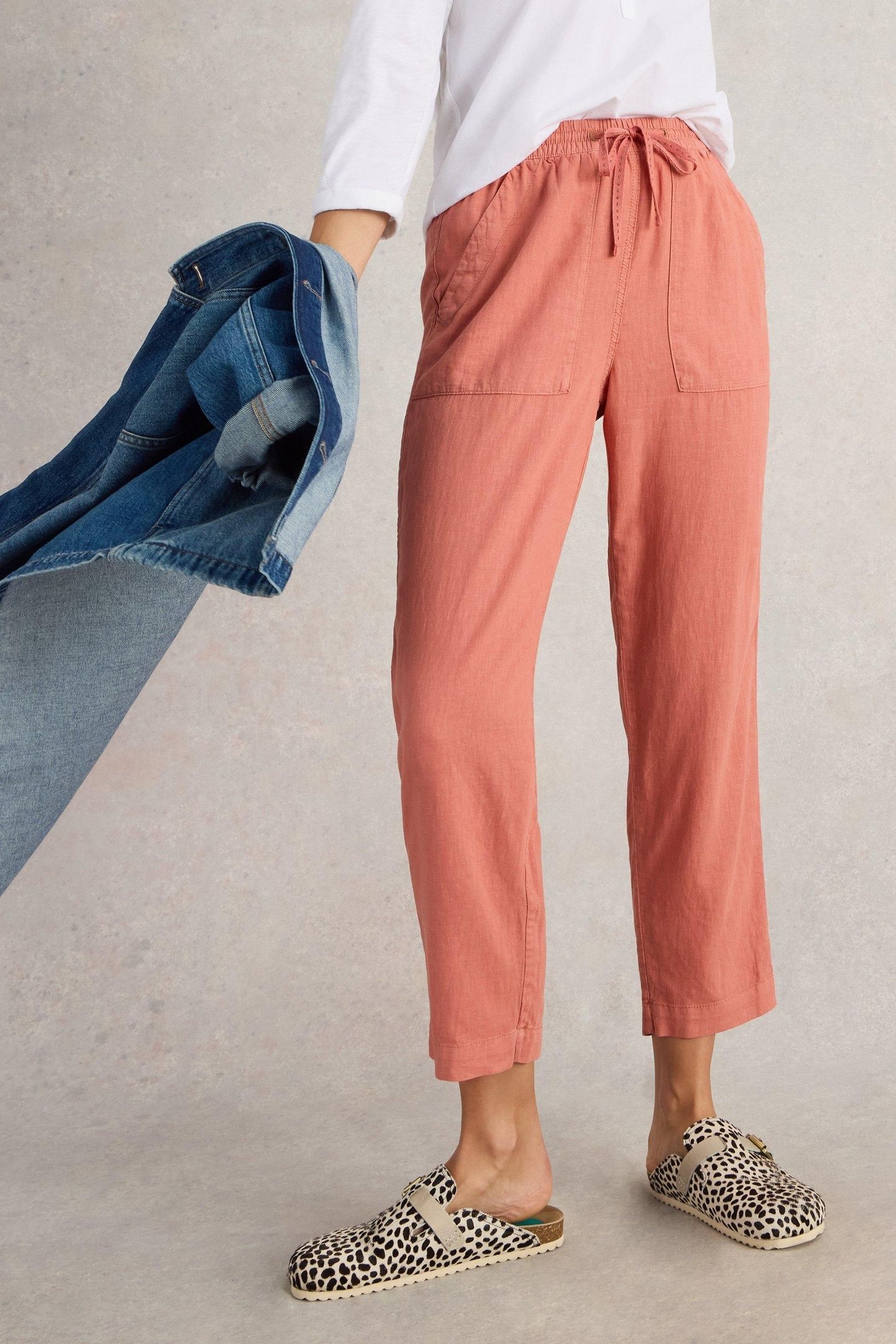 ELLE LINEN BLEND TROUSER MID RED 7