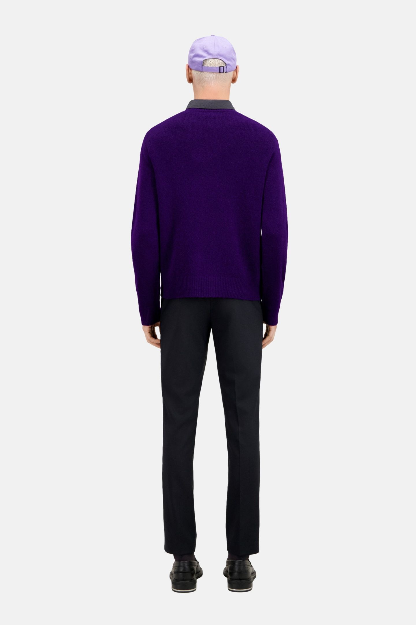 ROUND NECK SWEATER WITH CANETILLE PATCH DARK PURPLE 4