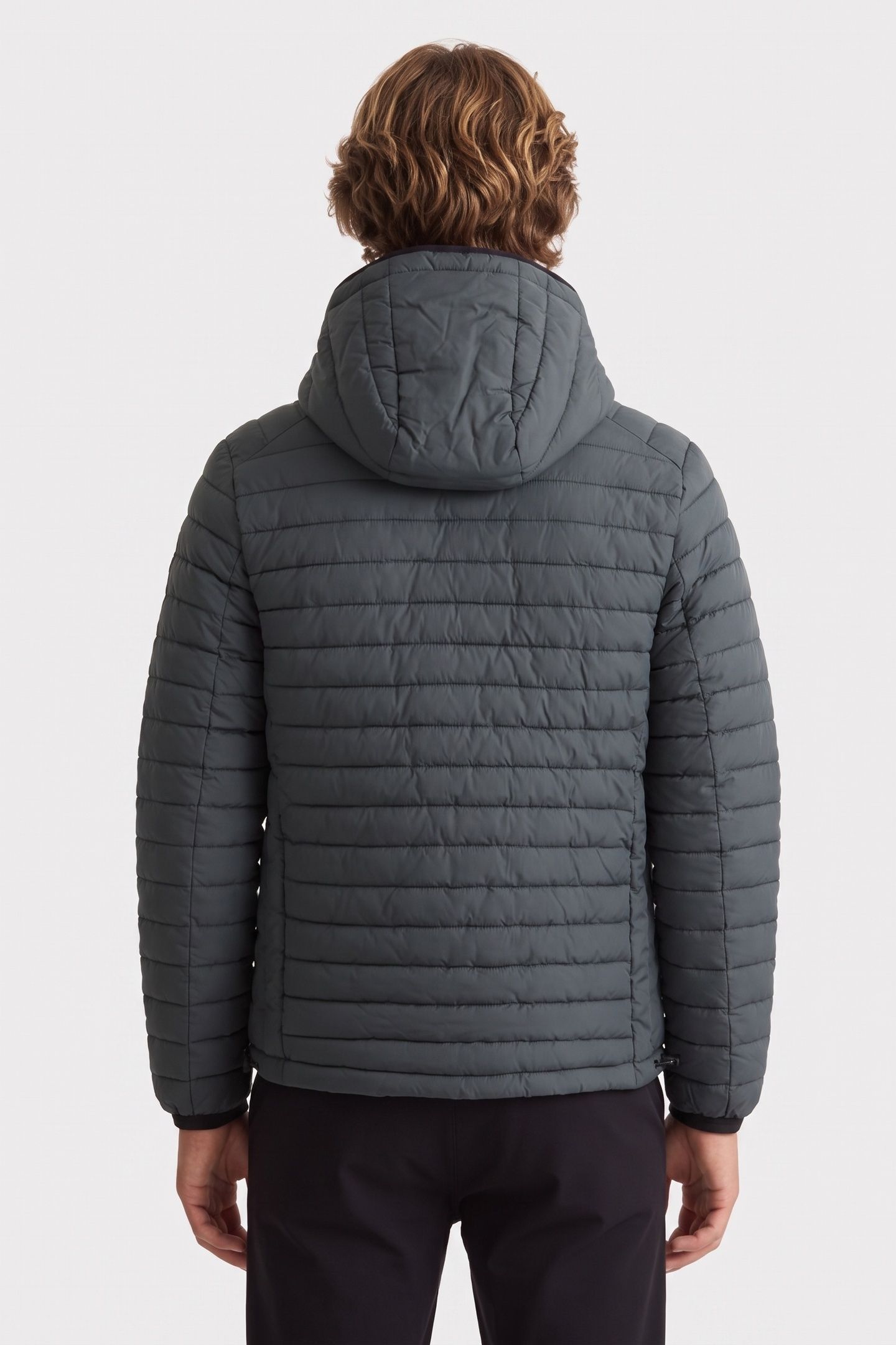 JACKET HOODED SHORT FIT PADDED DARK STEEL 2