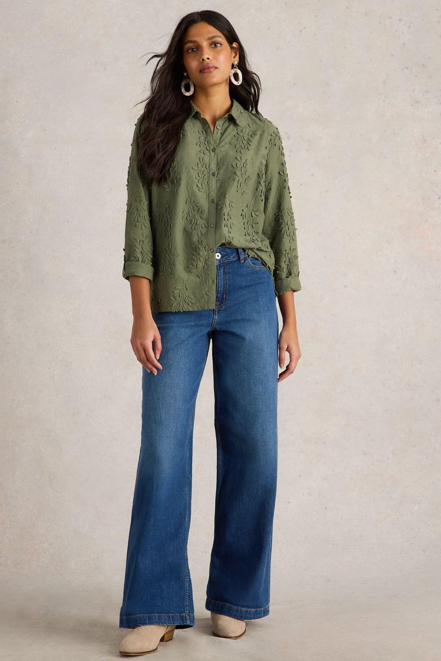 SOPHIE EMBROIDERED SHIRT DUSTY GREEN 1