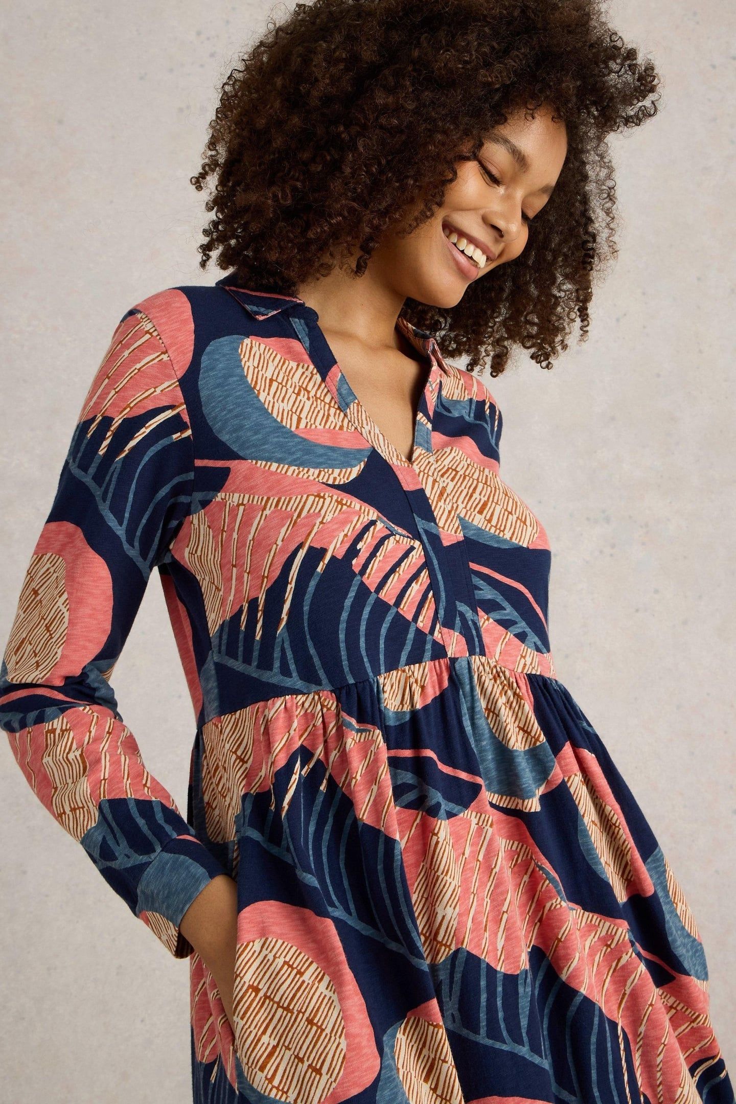 AIMEE JERSEY DRESS NAVY MULTI 2