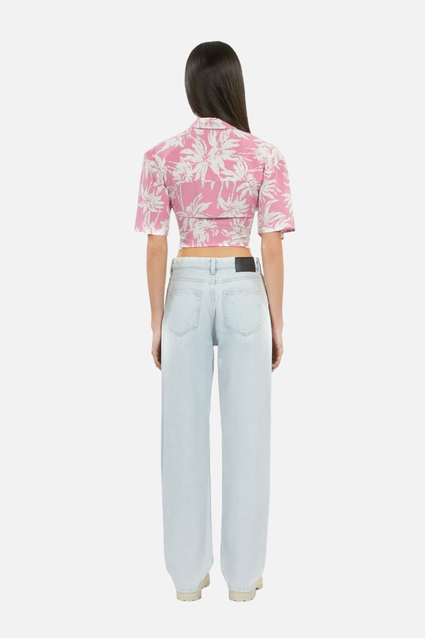 SHORT-SLEEVED SHIRT WITH BOW DETAIL PINK-WHITE 4