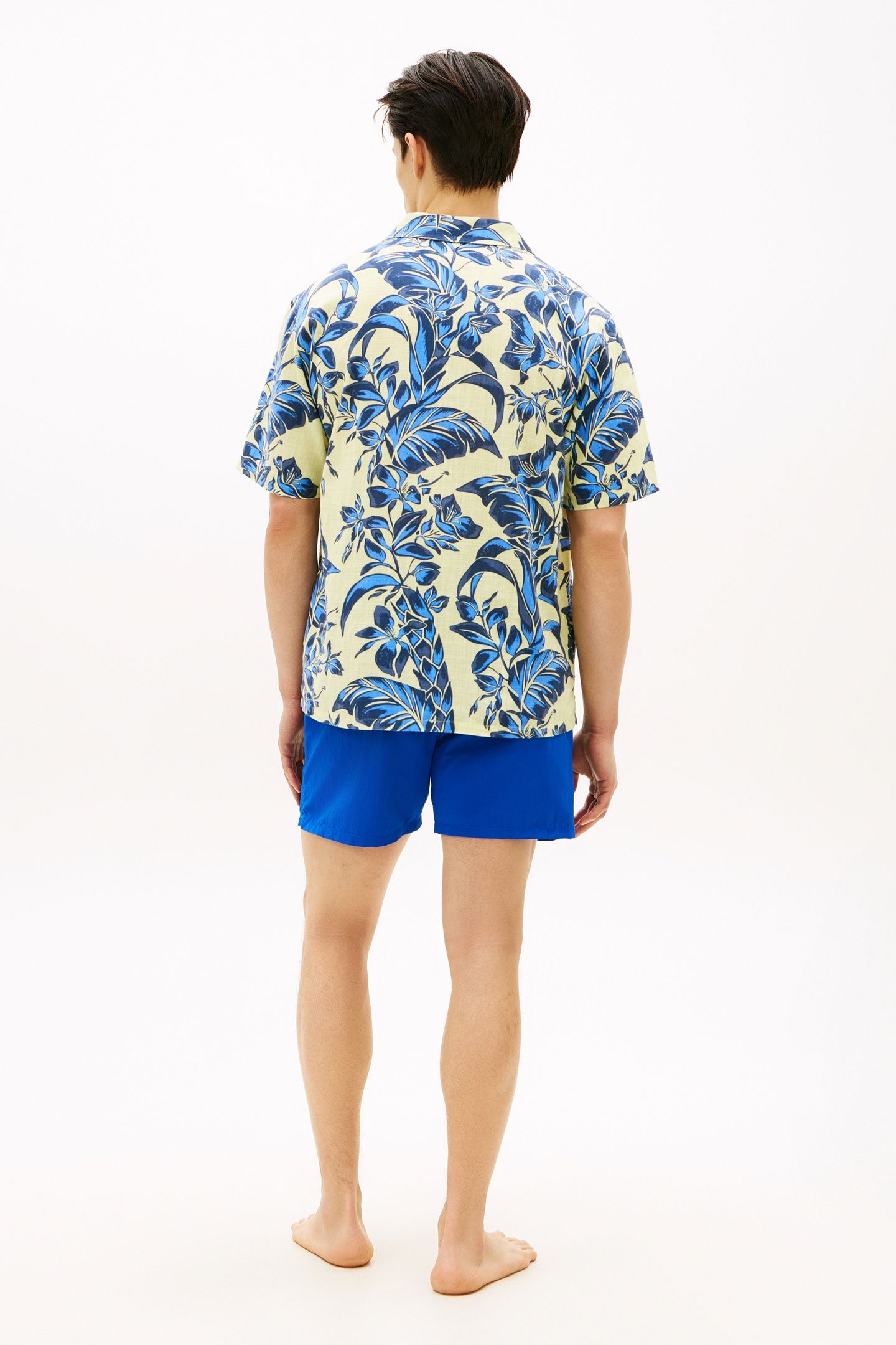 WOVEN BOWLING SHIRT VINTAGE TROPICAL FLORAL YELLOW 2