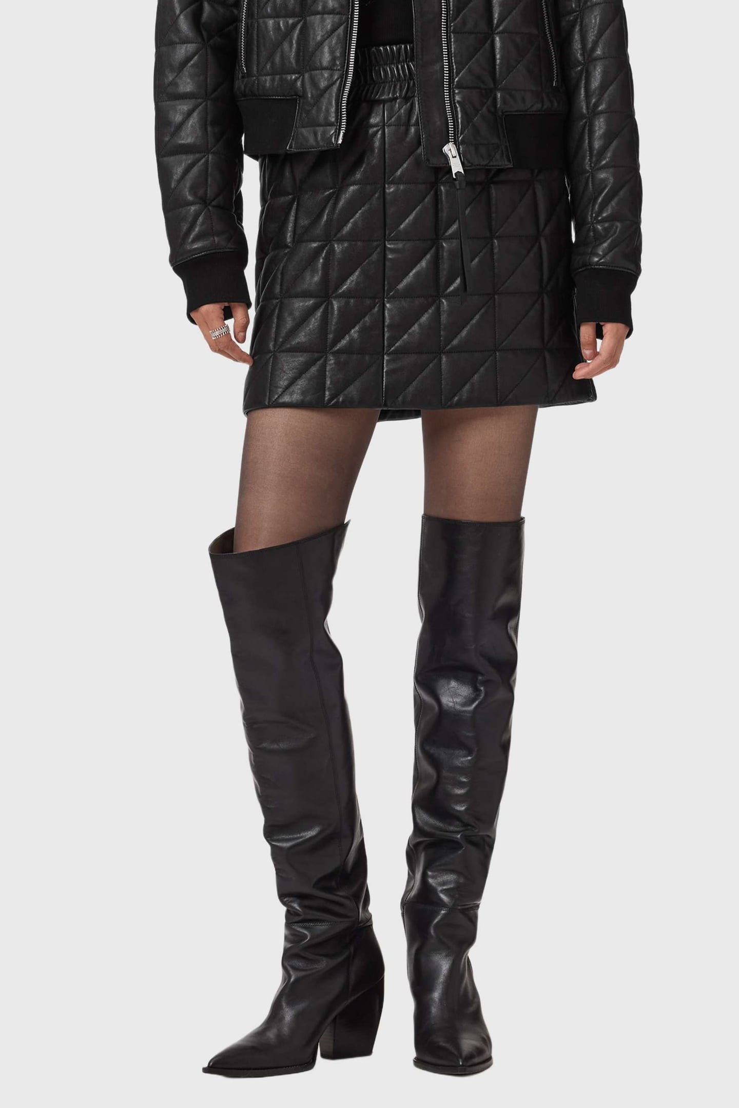 CARLY QUILTED SKIRT BLACK 1