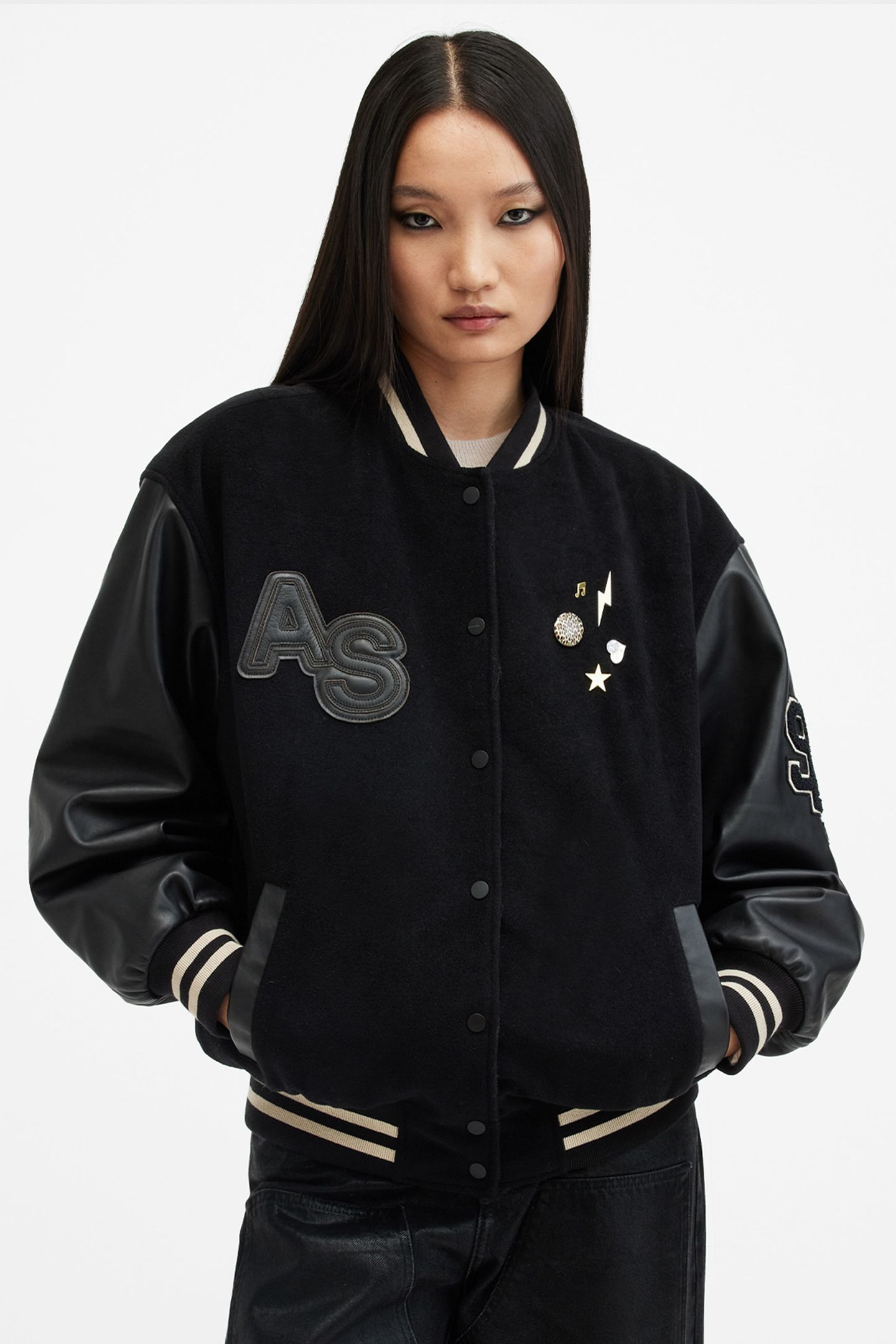 VALERIA VARSITY JKT BLACK/BLACK 4
