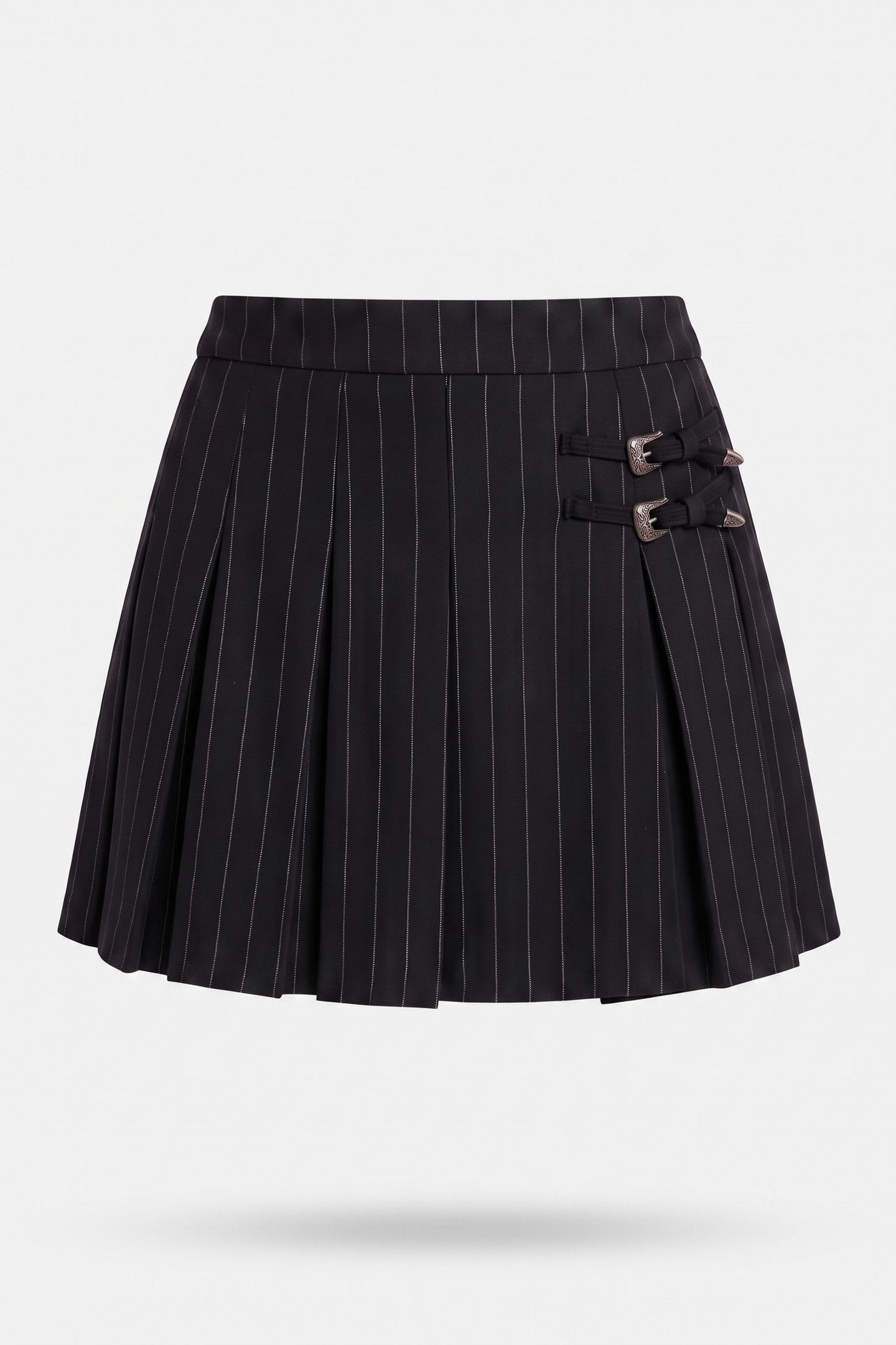 WESTERN PLEATED SKIRT WITH BOLTS BLACK 3