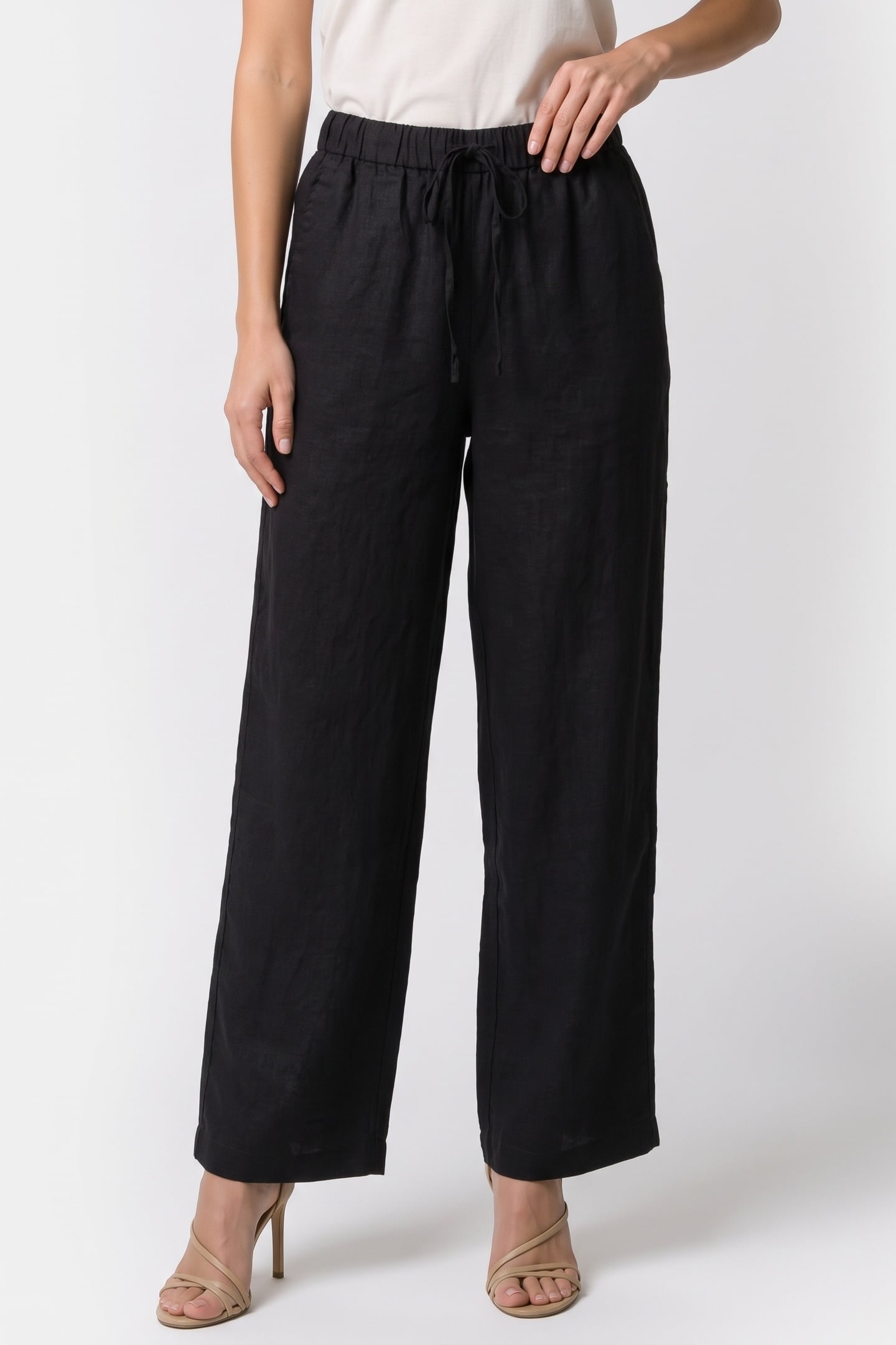 LUDVIG LINEN TROUSERS BLACK 1