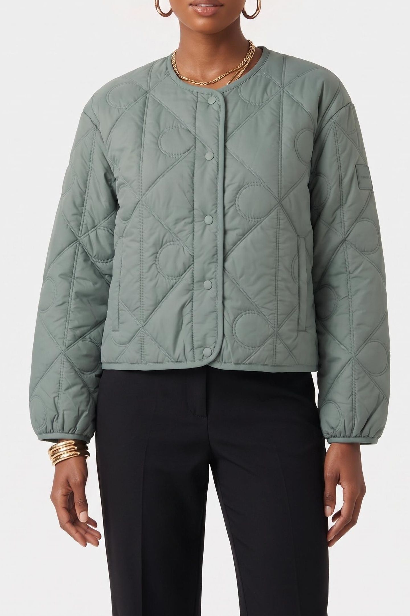 LIGHTWEIGHT ALL-OVER PRINT QUILTED AUTUMN GREEN 1