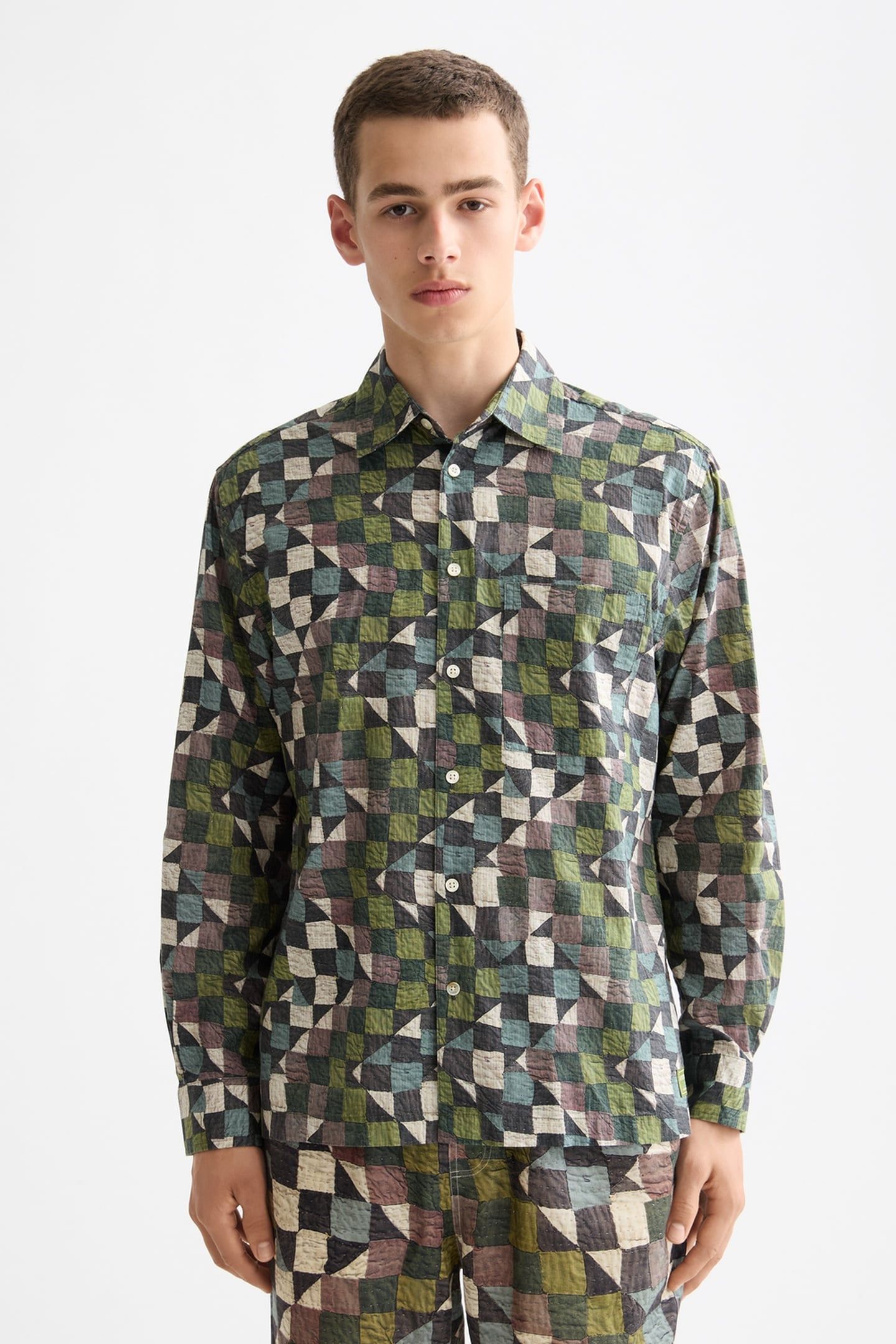 PRINTED RELAXED-FIT SHIRT ZIG ZAG PATCHWORK MULTI 1