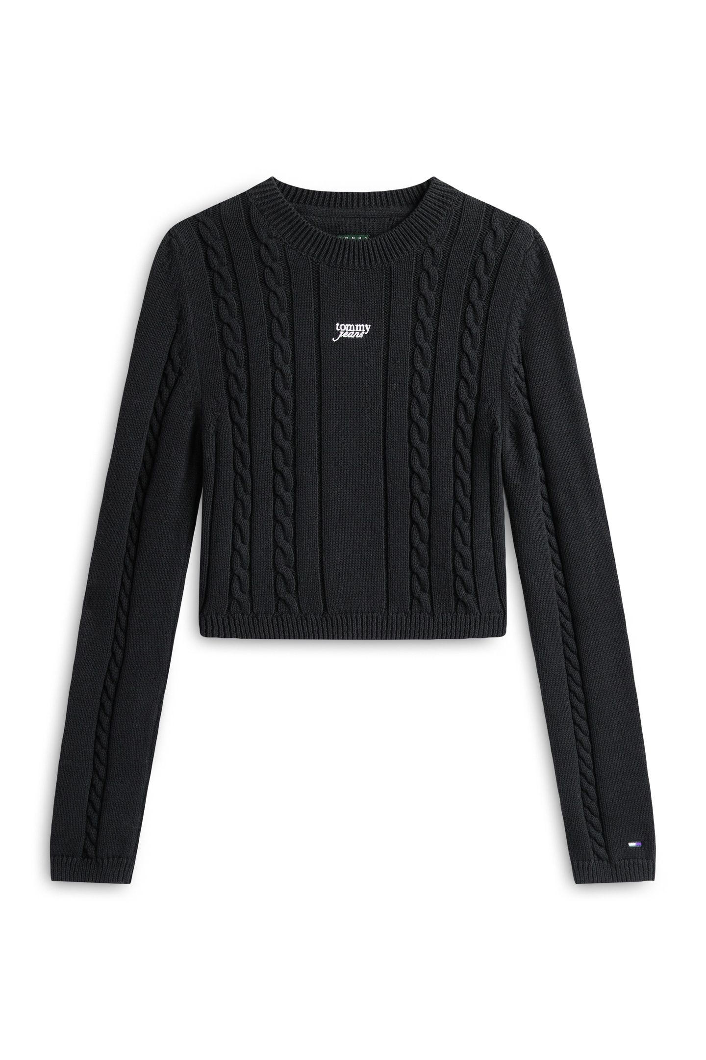 CABLE SCRIPT SWEATER BLACK 4