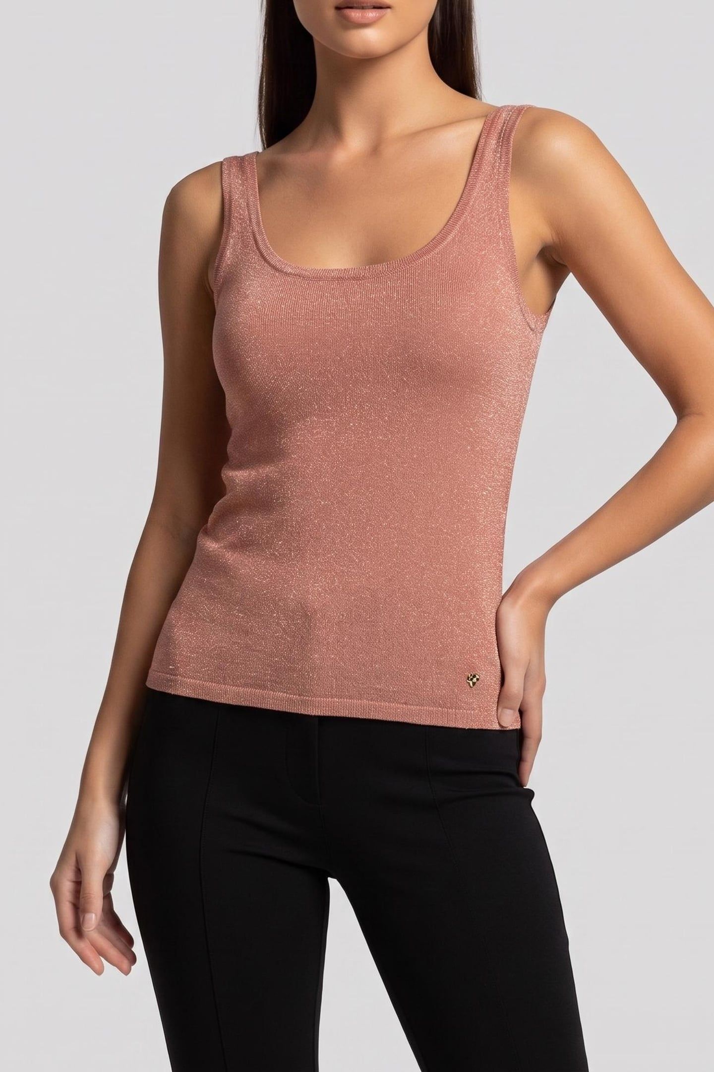 GUESS ECO NELLIE TANK TOP SWTR PINK LUREX 1