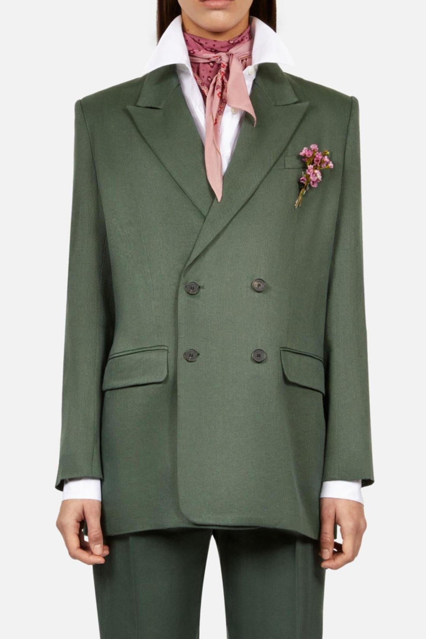 DOUBLE-BREASTED BUTTON-ON JACKET WOOD KAKI 2