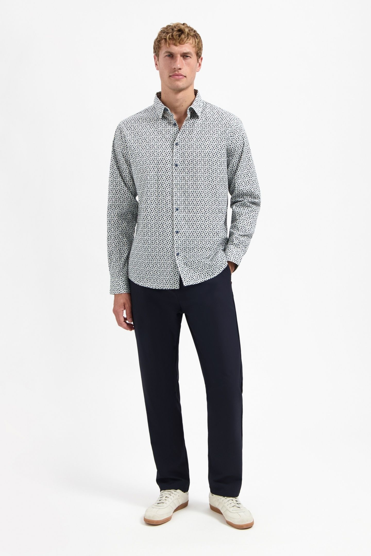 SHIRT STRETCH ALLOVER PRINTED DUSTY BLUE 3